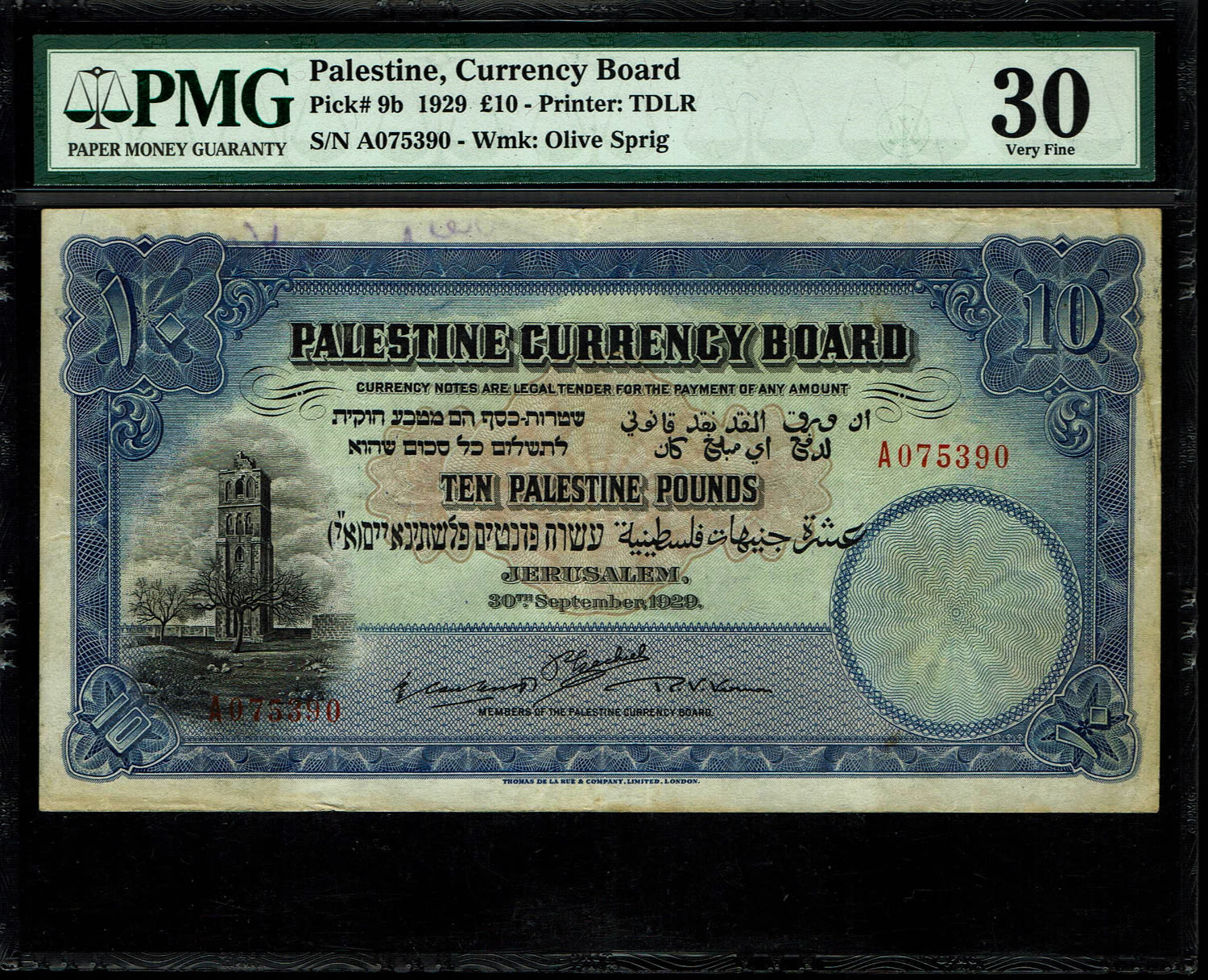 Palestine - 10 Pounds 1929 - PMG 30 - Prefix A
Banknote from 1929, a rare and difficult year to ... - 1 0