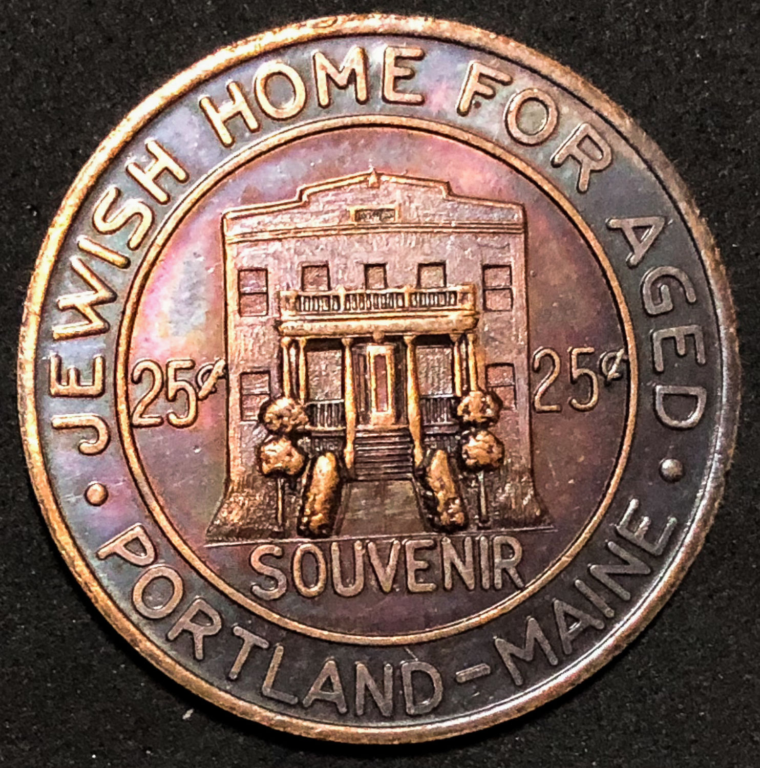 A souvenir token from bronze, a contribution of 25 cents, Portland, Maine. - 1 1