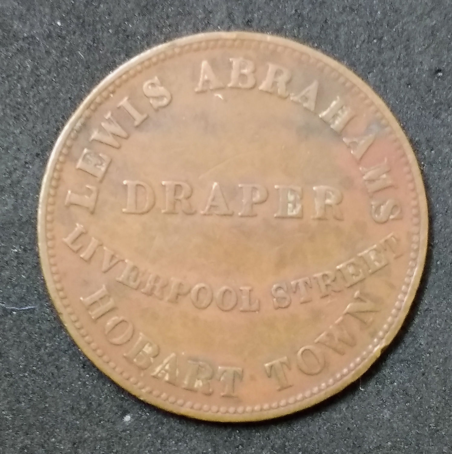 Token - Abrahams 1855 - Tasmania.