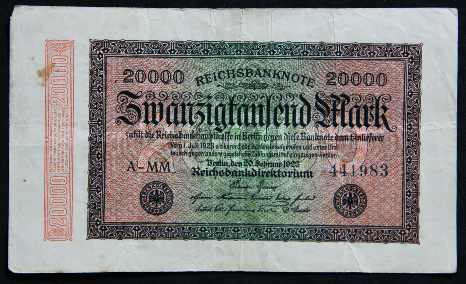 Germany - 20,000 Reichsmark 1923 - Natzi print - 10. - 1 1