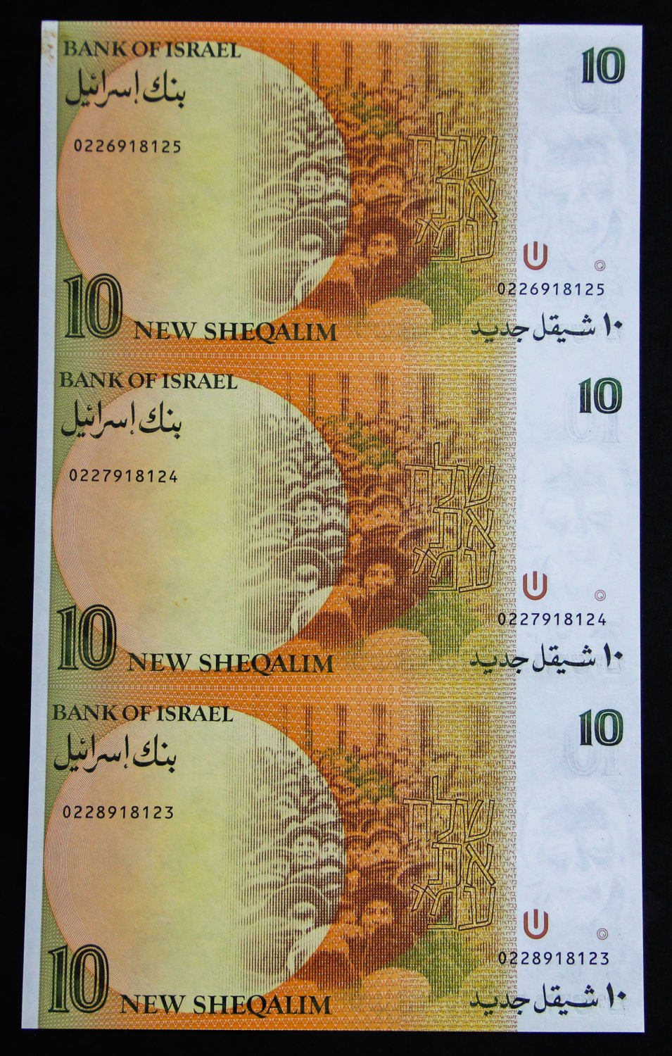 Israel - Uncut sheet -10 shekel 1987. - 1 2