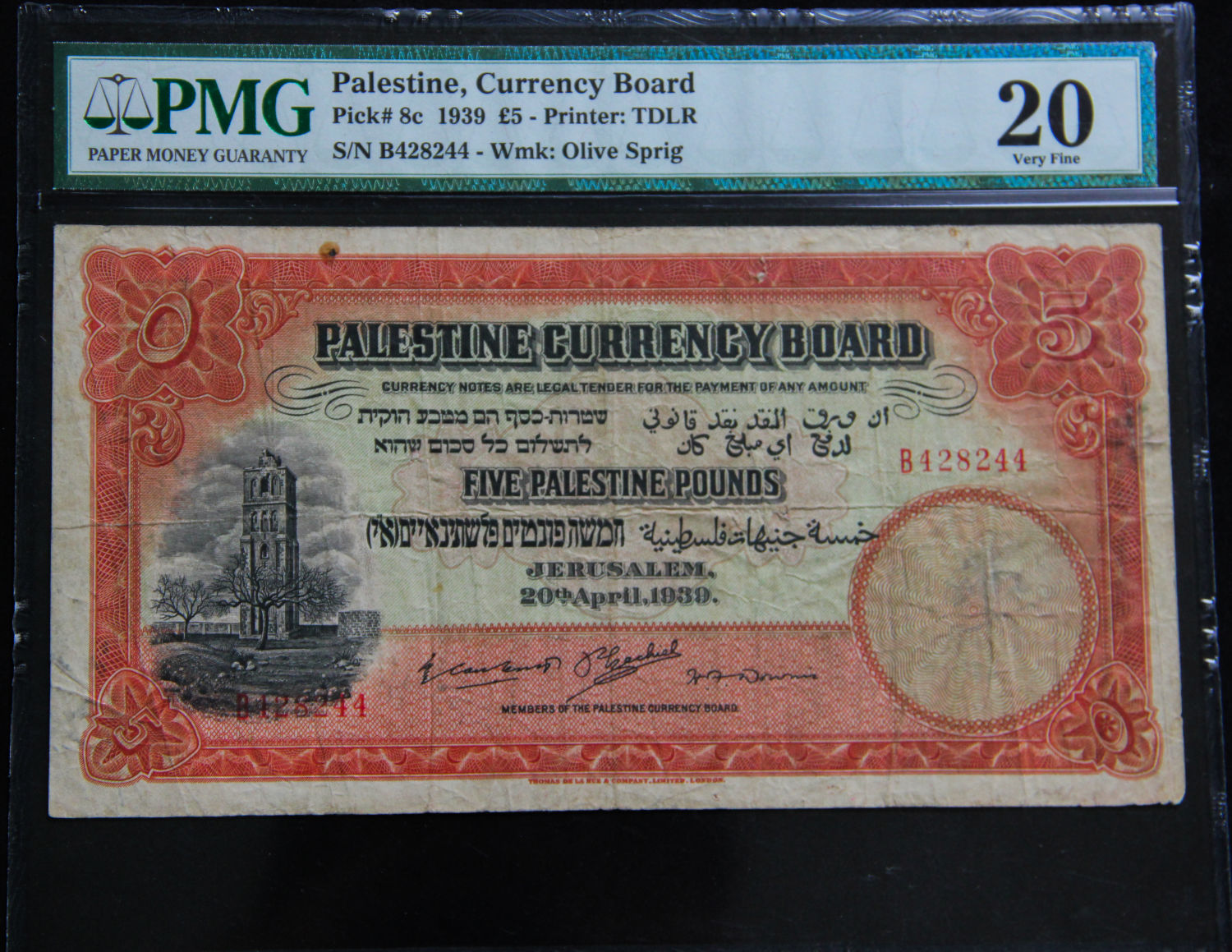Palestine - 5 Lirot 1939 - PMG 20 - 1 0