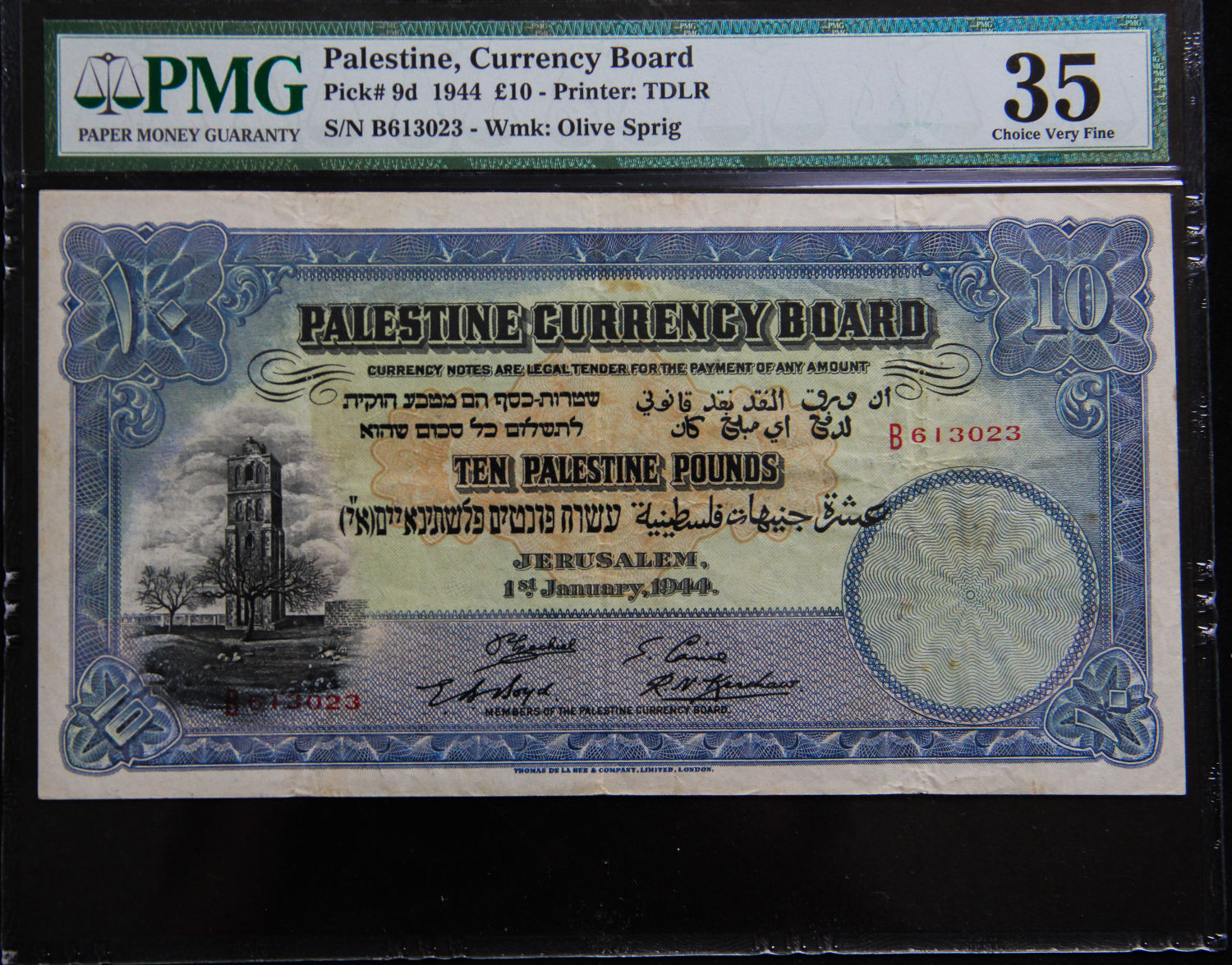Palestine - 10 pounds 1944 - PMG 35. - 1 0