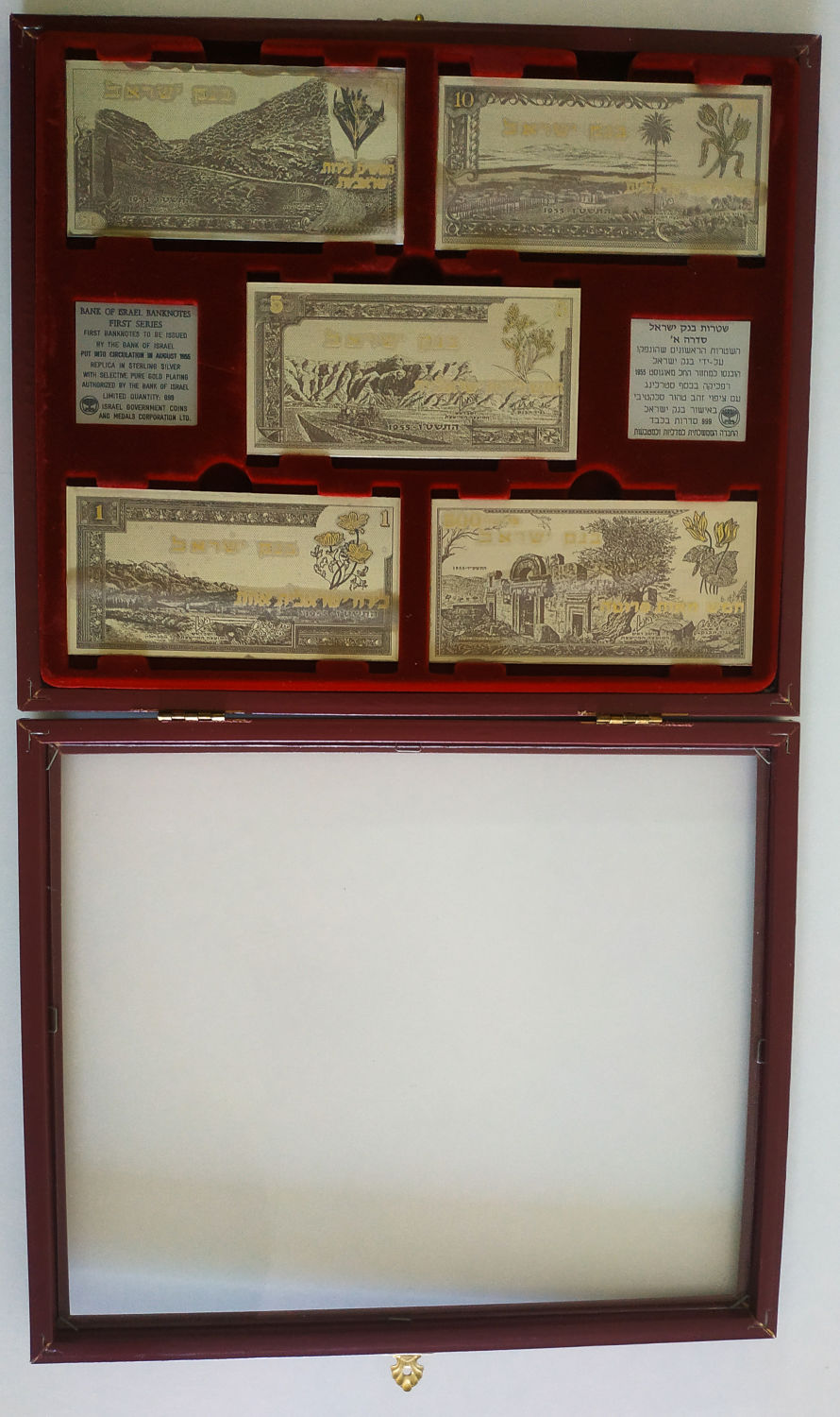 Set silver replica with gold plate - banknotes 1955. - 1 3