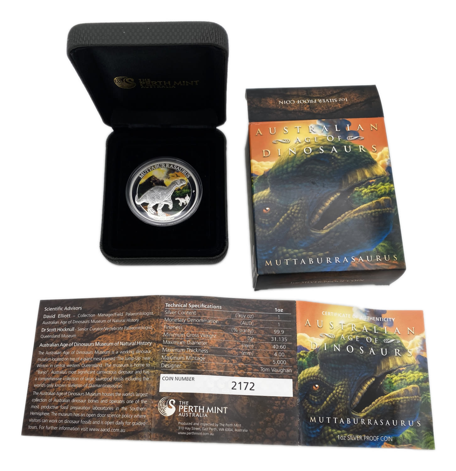 Australia - 1 dollar coin 2016 - 999 silver, 31.1g - dinosaurs.
Limited edition of 5000 units, in ... - 1 2