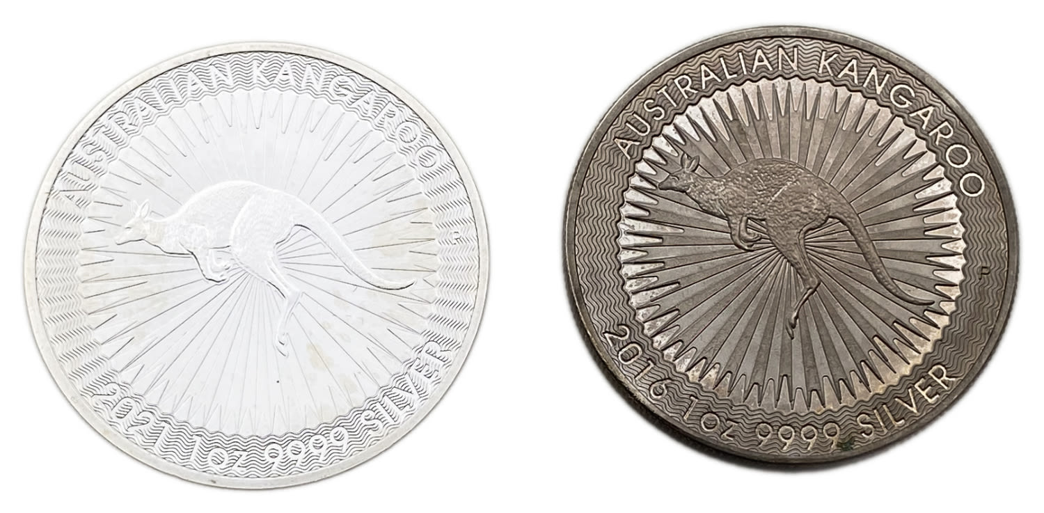 Australia - a pair of 1 dollar coins from the years 2016, 2021 - silver 999, 31.1 g (each) - 1 1