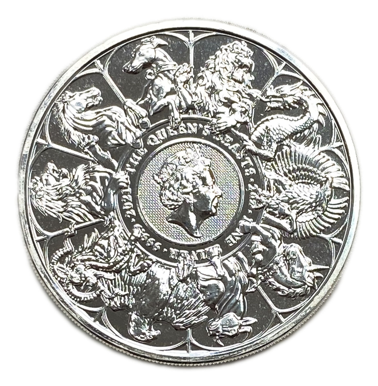 England - 5 Pounds - Elizabeth II The Queen's Beasts Completer 2021 - Silver 999, 62.42g ... - 1 1