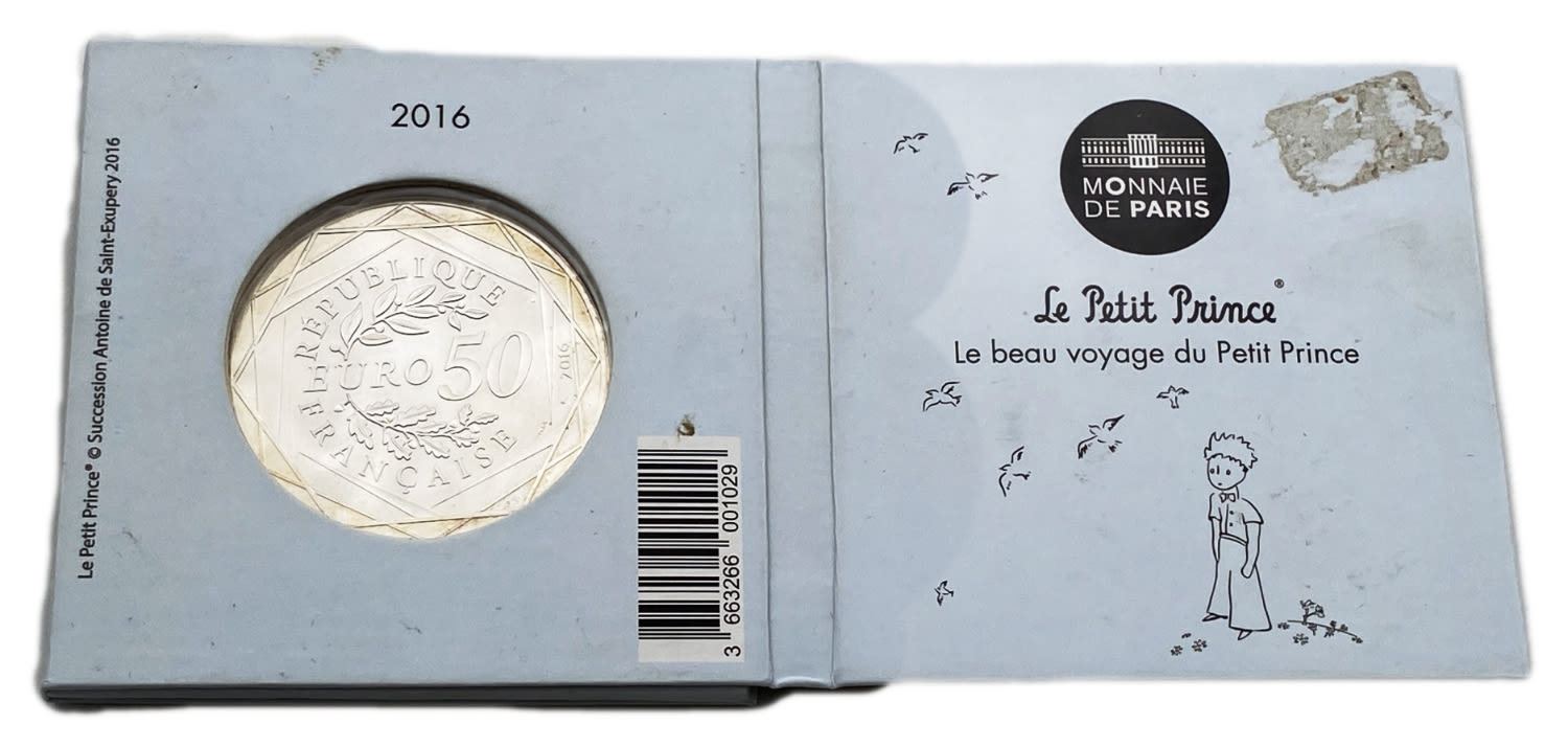 France - 50 Euro 2016 - Le Petit Prince oiseaux - Silver 900, 41g, 41mm
Obverse: The face value "50 ... - 1 3