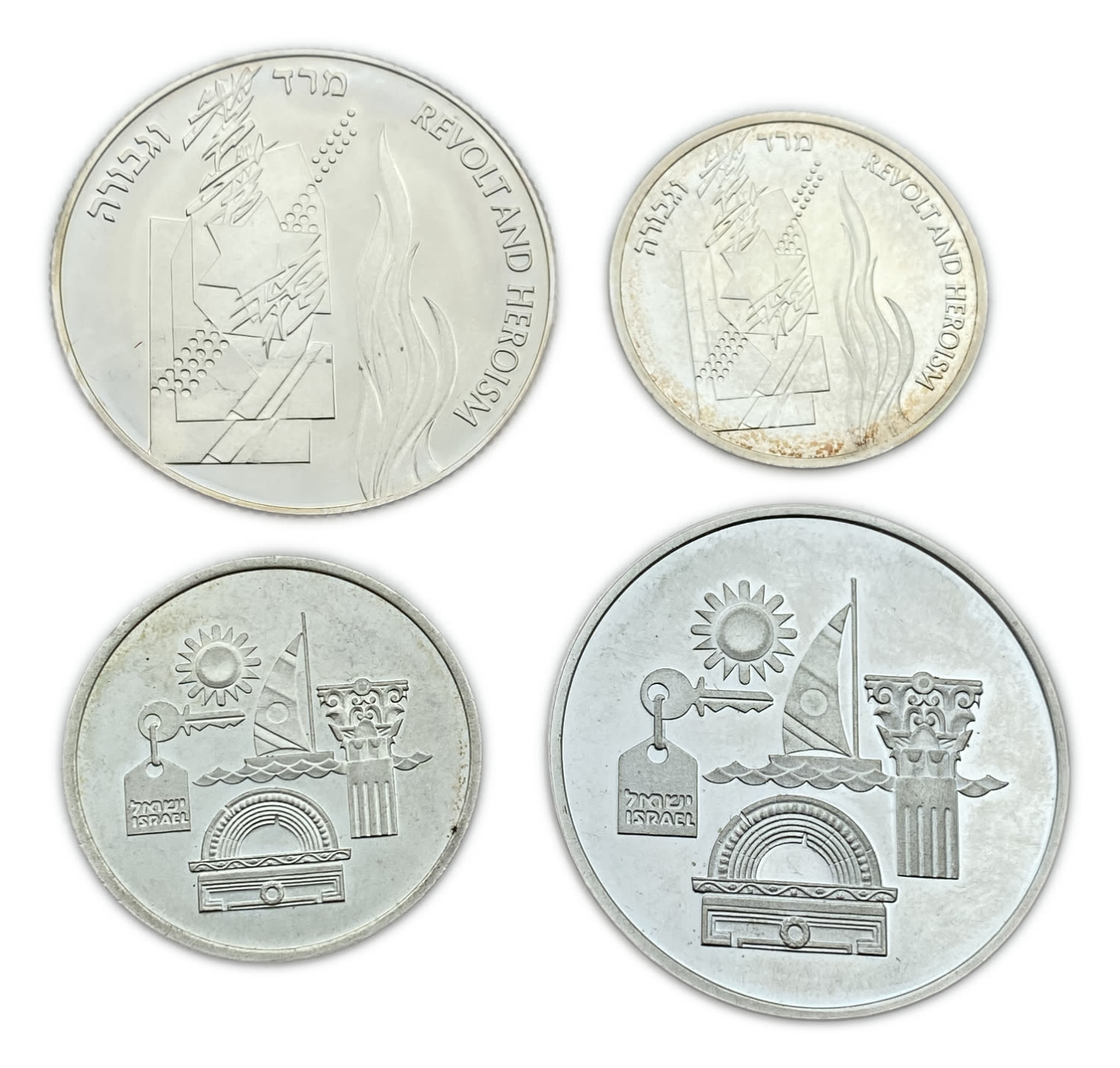 Israel - Two set of coins, "43rd Independence Day", "Revolt and Heroism" 1993 - Silver 925, 14.4g, 28.8g, 30mm ... - 1 1