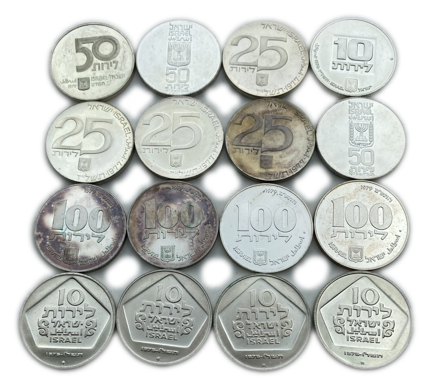 Israel - Lot of 16 coins, 10, 25, 50 Lirot 1975, 1976, 1977, 1979 - silver 500, 20 g
4 units - 10 ... - 1 0