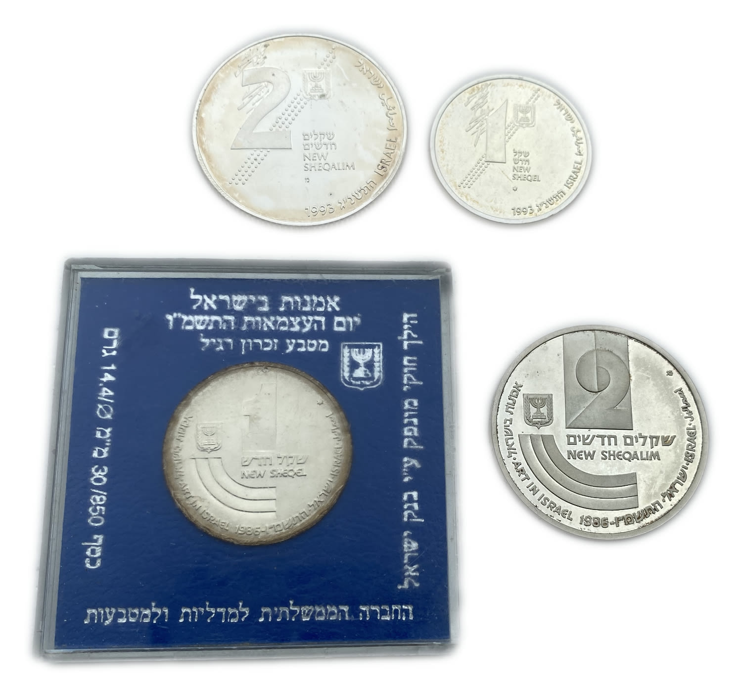 Israel - Two set of coins, "Art in Israel", "Revolt and Heroism" 1986, 1993 - Silver 925, 14.4g, 28.8g, 30mm ...