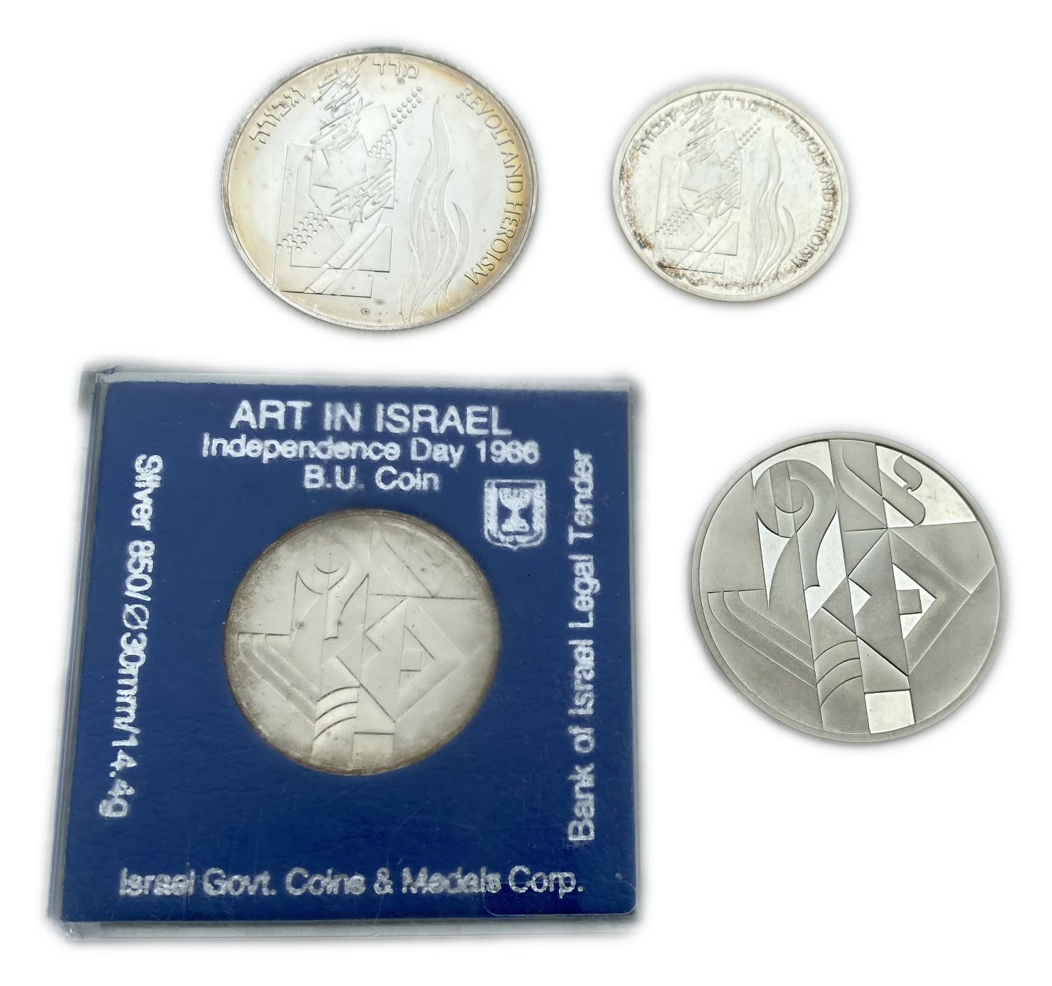 Israel - Two set of coins, "Art in Israel", "Revolt and Heroism" 1986, 1993 - Silver 925, 14.4g, 28.8g, 30mm ... - 1 1