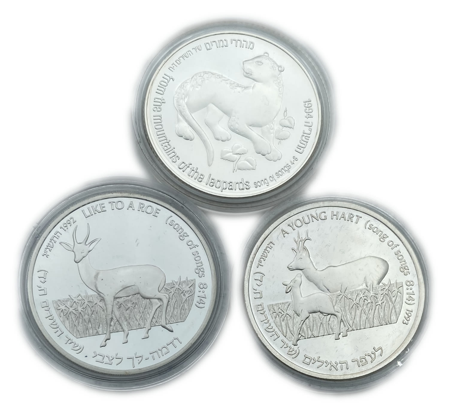 Israel - Lot of 3 coins 2 shekels 1992, 1993, 1994 - on the subject of the Song of the Songs "To Ofer the Rams" ... - 1 1