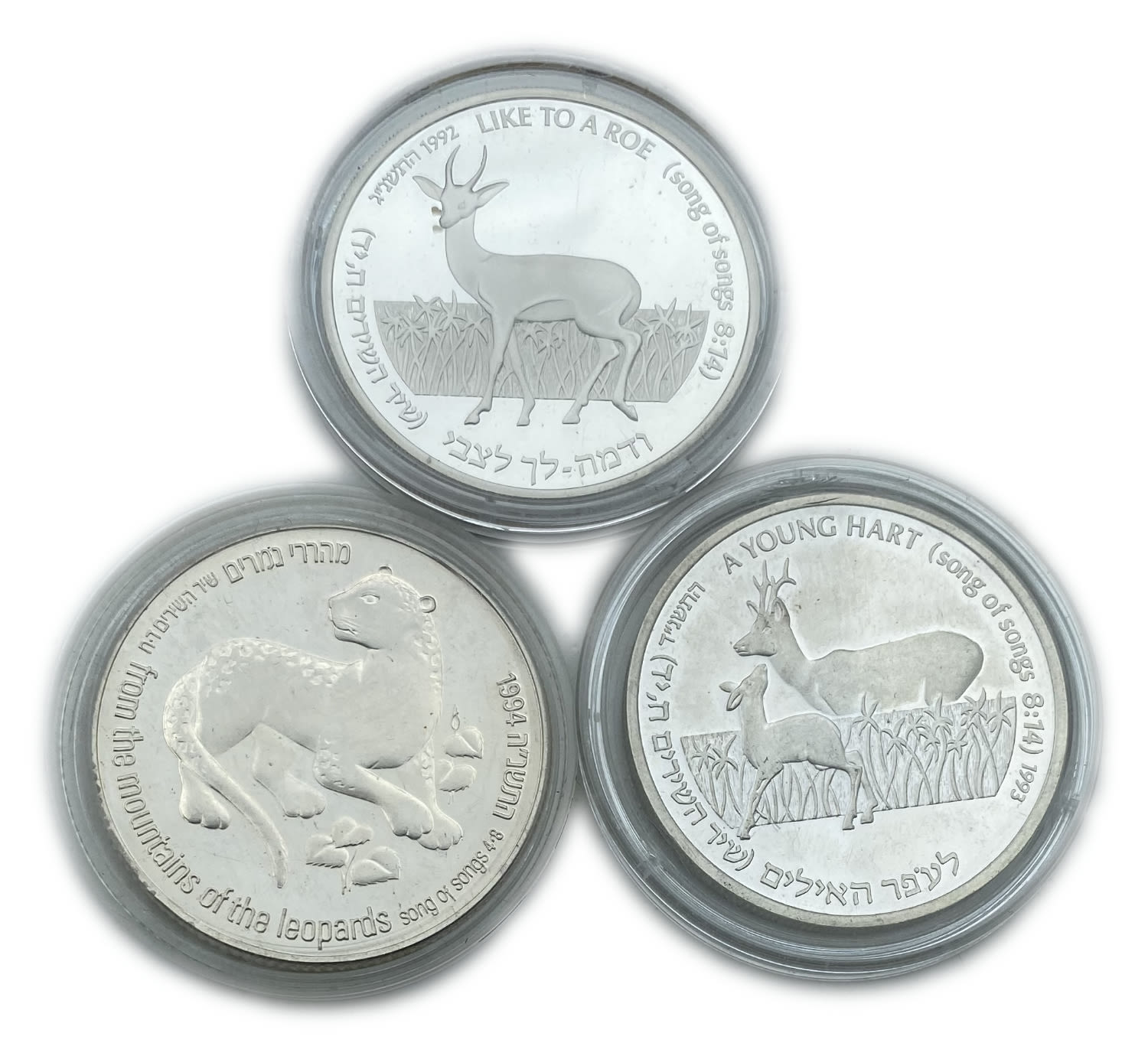 Israel - Lot of 3 coins 2 shekels 1992, 1993, 1994 - on the subject of the Song of the Songs "To Ofer the Rams" ... - 1 1