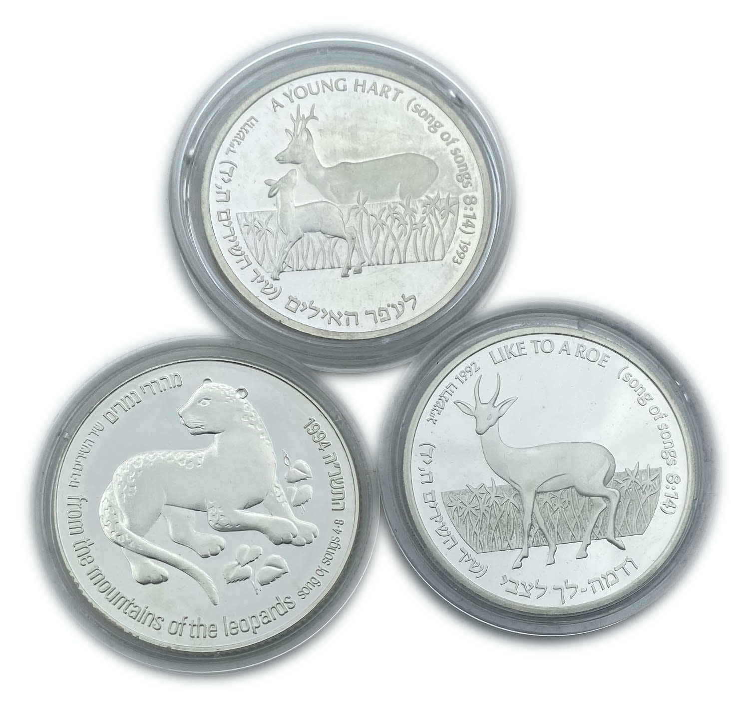 Israel - Lot of 3 coins 2 shekels 1992, 1993, 1994 - on the subject of the Song of the Songs "To Ofer the Rams" ... - 1 1