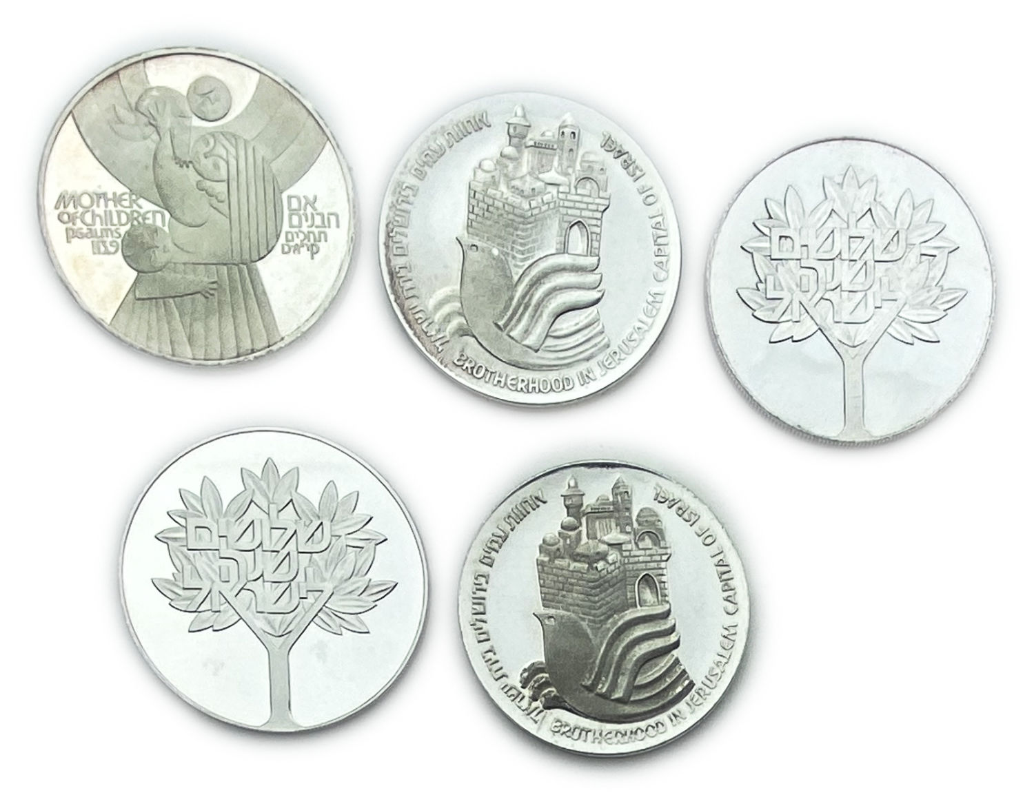 Israel - Set of 5 coins 25, 50 lira 1977, 1978, 1979 made of silver - The Governmental Society for Coins and ... - 1 1