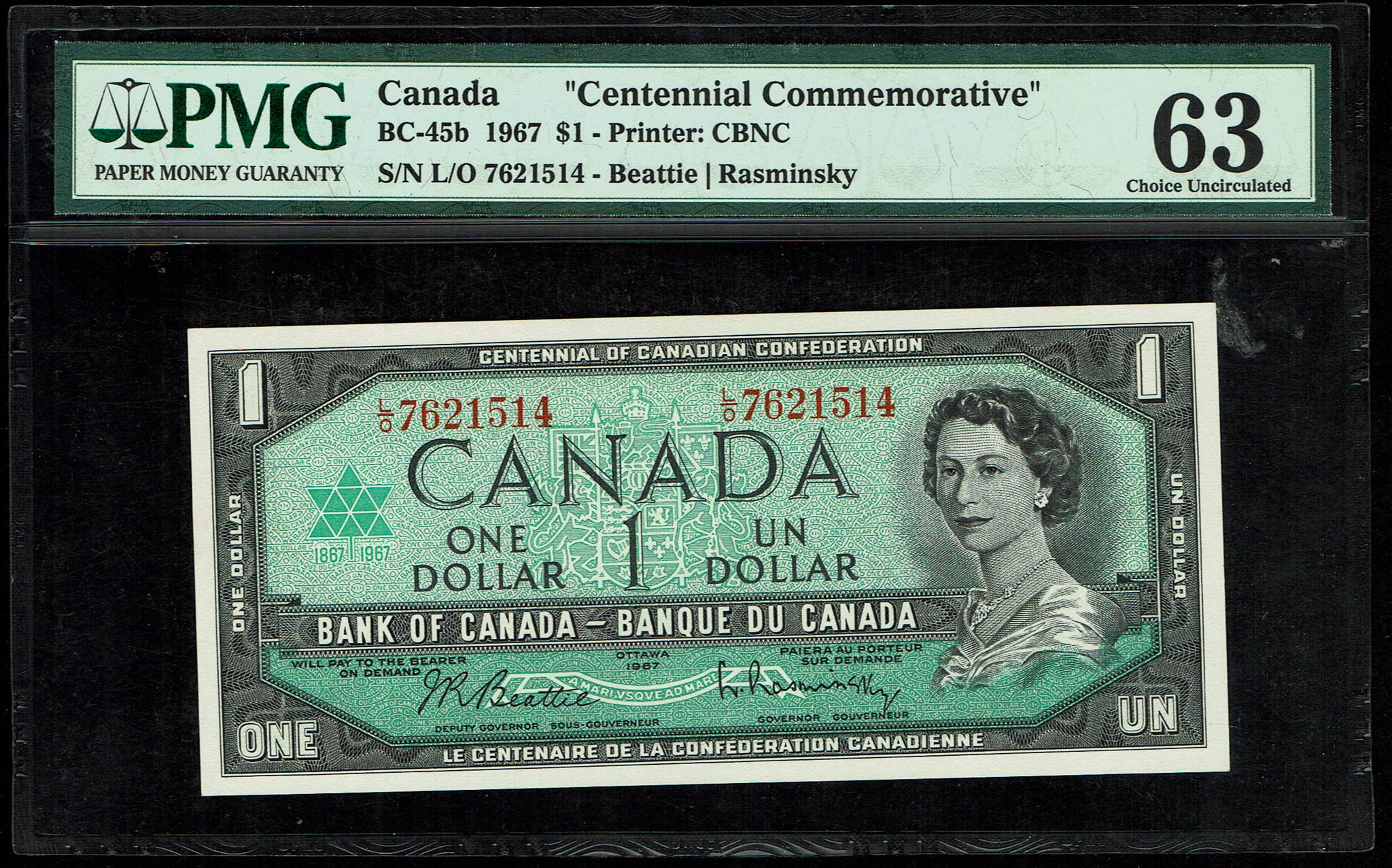 Canada - 1 Dollar 1967 - BC-45b - PMG - 63 - 1 0
