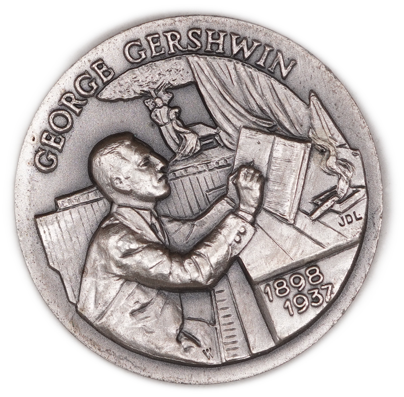 USA - George Gershwin Commemorative Medal - Silver .925, approx. 37g (approx. 34.22g pure silver, 1.1 troy oz pure ... - 1 0