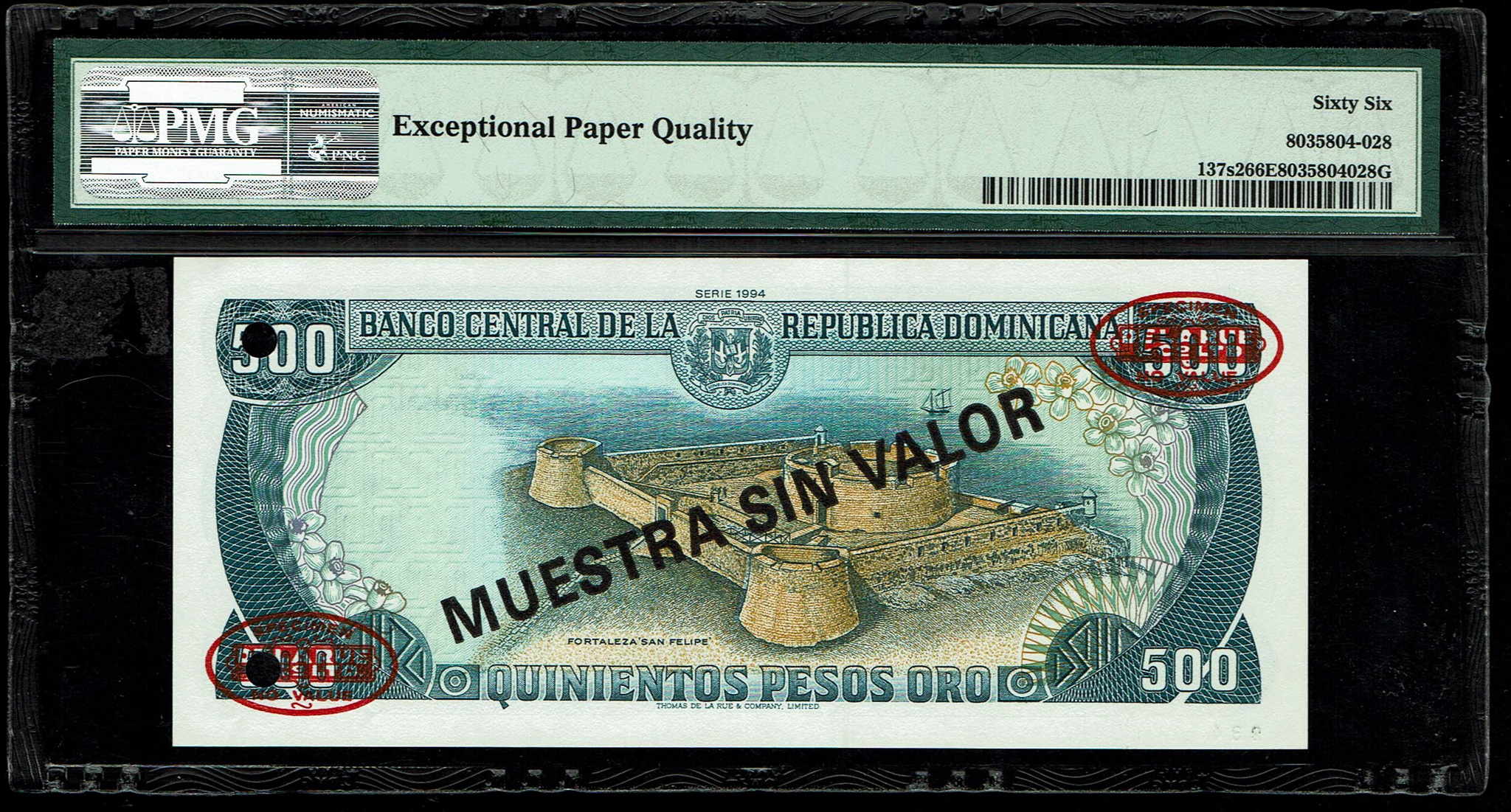 Dominican Republic -500 Pesos Oro - Pick# 137s2 - PMG 66 EPQ - Specimen - 1 1
