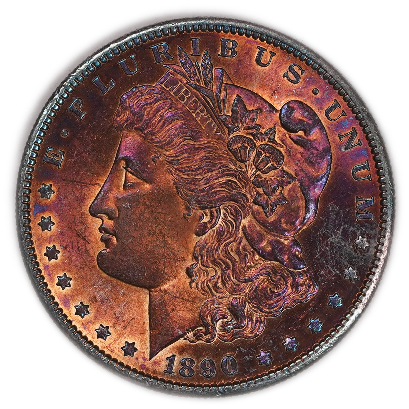 USA - 1 Morgan Dollar 1890 S - UNC - 900 silver, 26.73g (net 24.05g, 0.77 oz), 38.1 mm. - 1 0