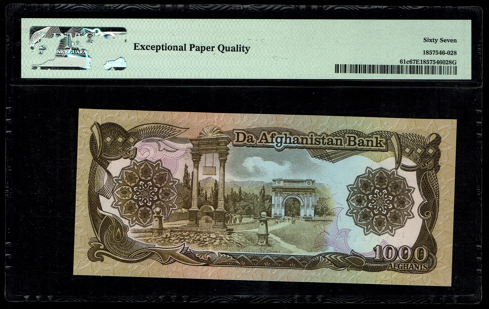 Afghanistan – 1000 Afghanis 1991 – Pick# 61c - PMG 67 EPQ - 1 1