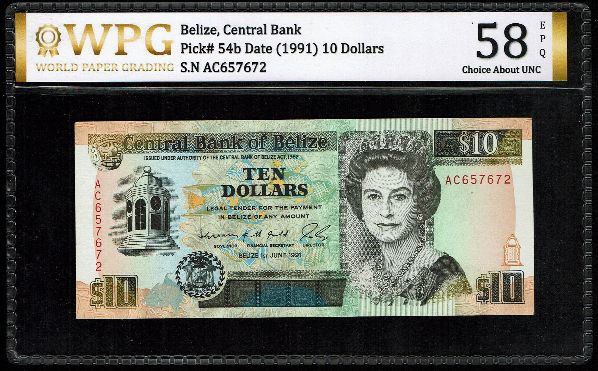 Belize - 10 Dollars 1991 - Pick# 54b - AU - 1 0