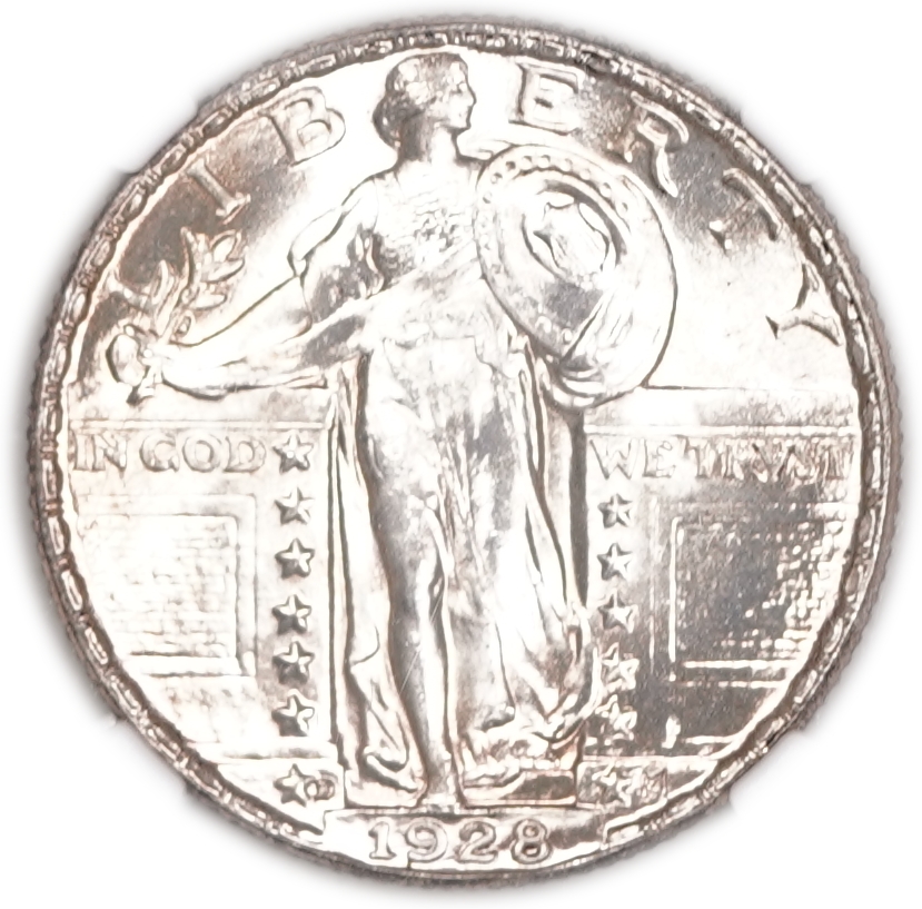 USA - 25 Cents 1928D - Standing Liberty Quarter - Silver .900, 6.25g (5.63g pure silver, 0.18 oz), 24.3 mm - NGC MS 66 - 1 0