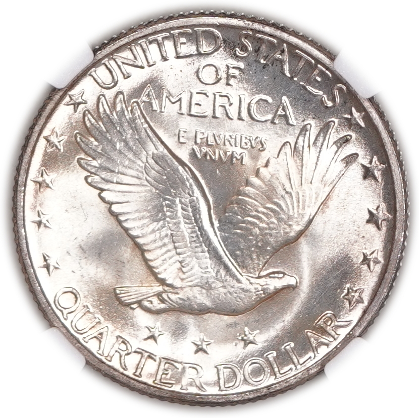 USA - 25 Cents 1928D - Standing Liberty Quarter - Silver .900, 6.25g (5.63g pure silver, 0.18 oz), 24.3 mm - NGC MS 66 - 1 1