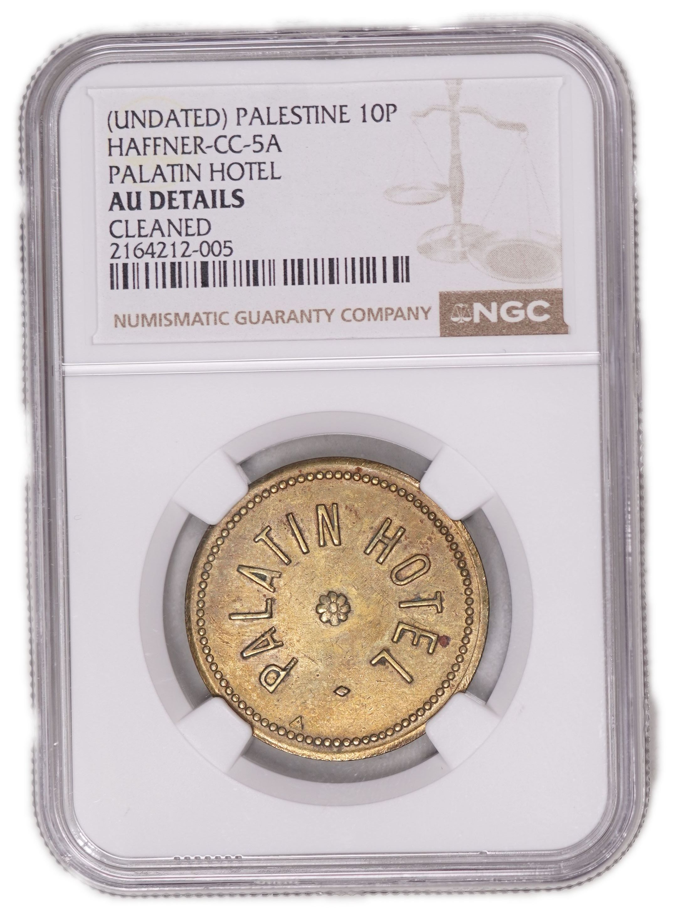 Palestine - 10 Piastres 1930 - Palatin Hotel - NGC AU Details - Haffner CC-5A - 1 2