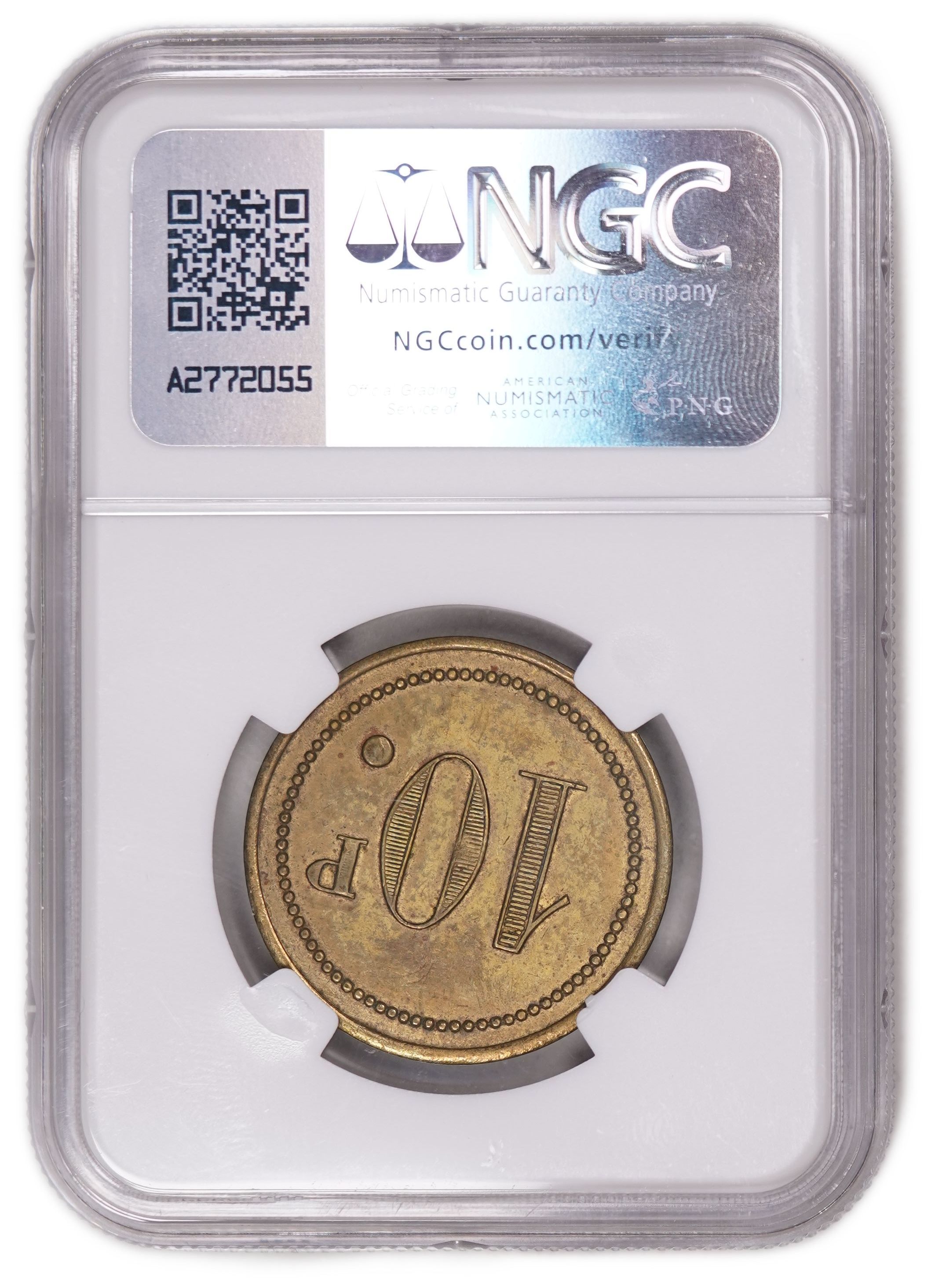 Palestine - 10 Piastres 1930 - Palatin Hotel - NGC AU Details - Haffner CC-5A - 1 3