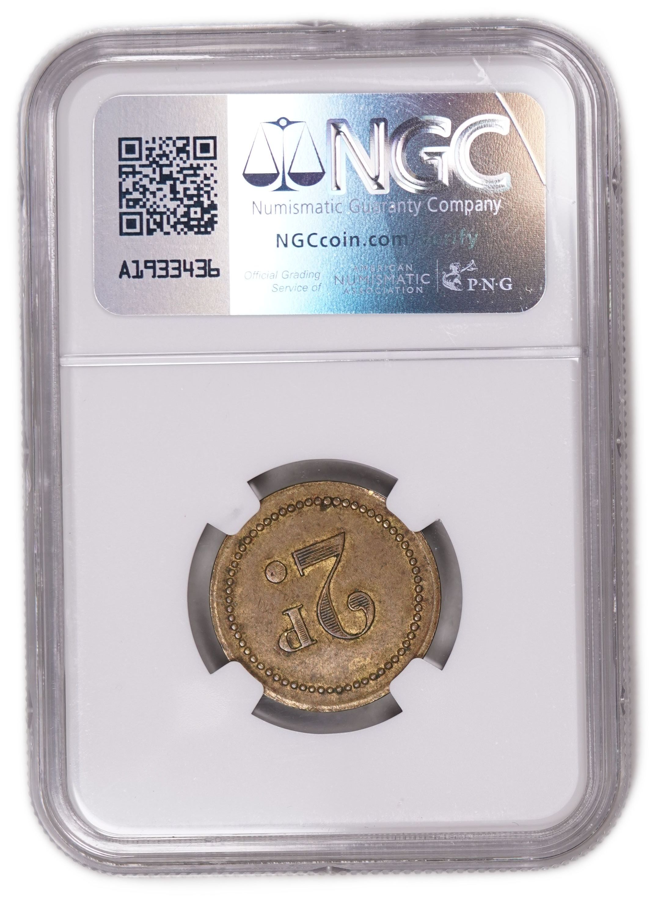 Palestine - 2 Piastres 1930 - Palatin Hotel - NGC AU 53 - Haffner CC-5C - 1 3