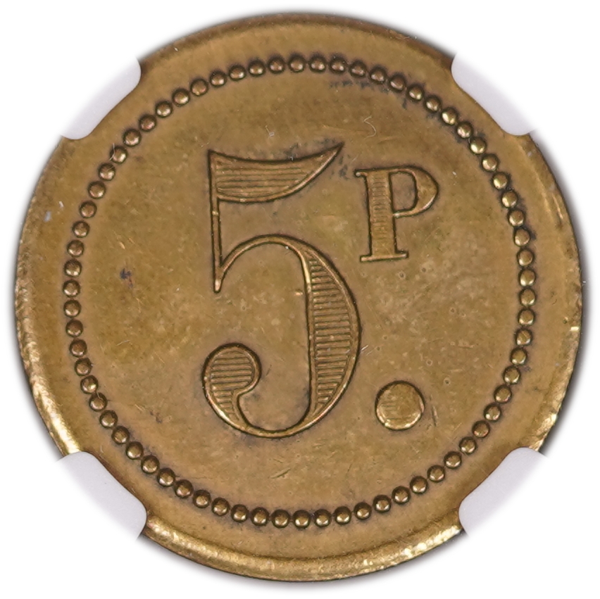 Palestine - 5 Piastres 1930 - Palatin Hotel - NGC UNC Details - Haffner CC-5B - 1 0