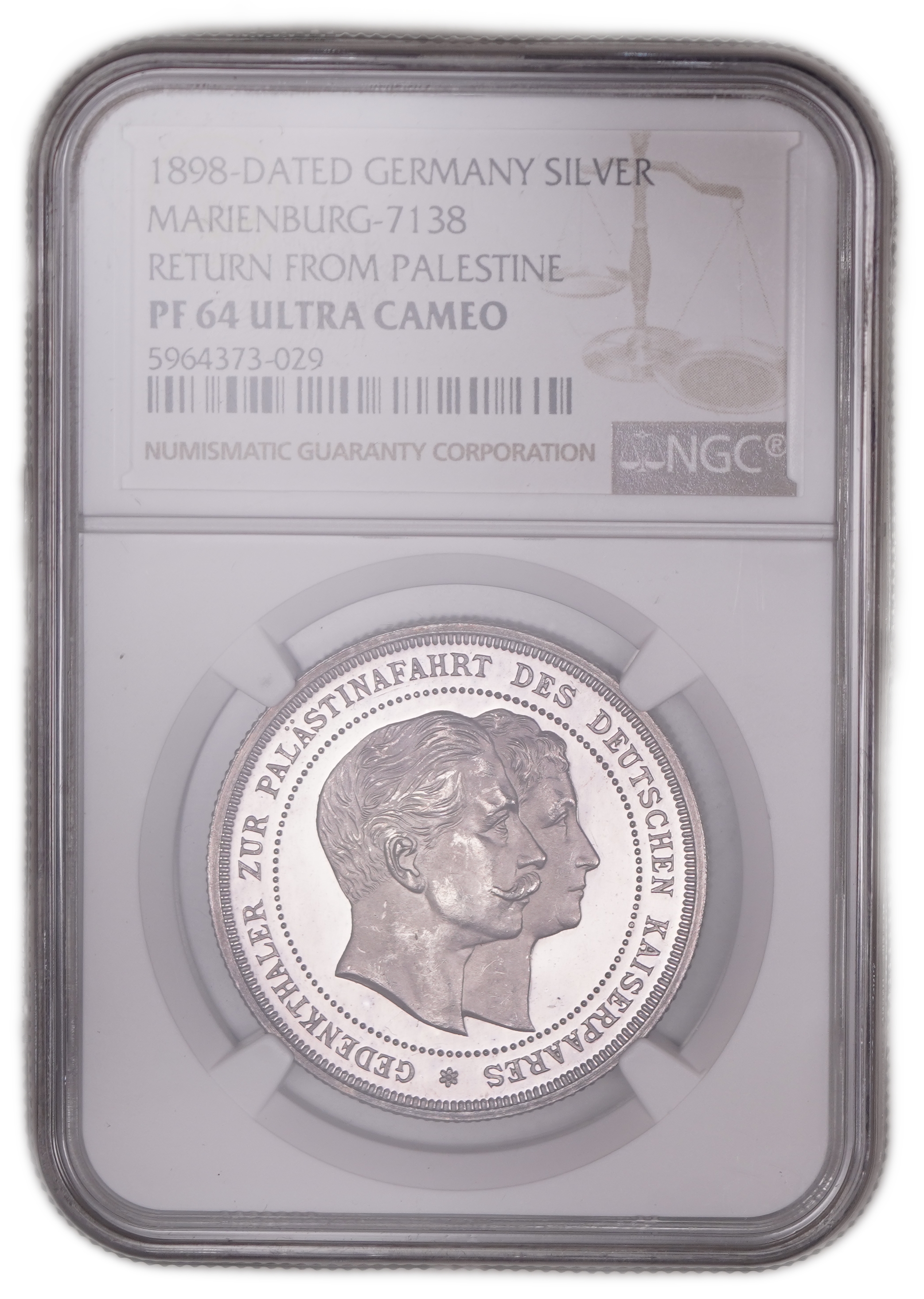 Palestine - Medal Commemorating the Return of Kaiser Wilhelm II from the Holy Land 1898 - Silver, NGC PF 64 - ... - 1 2