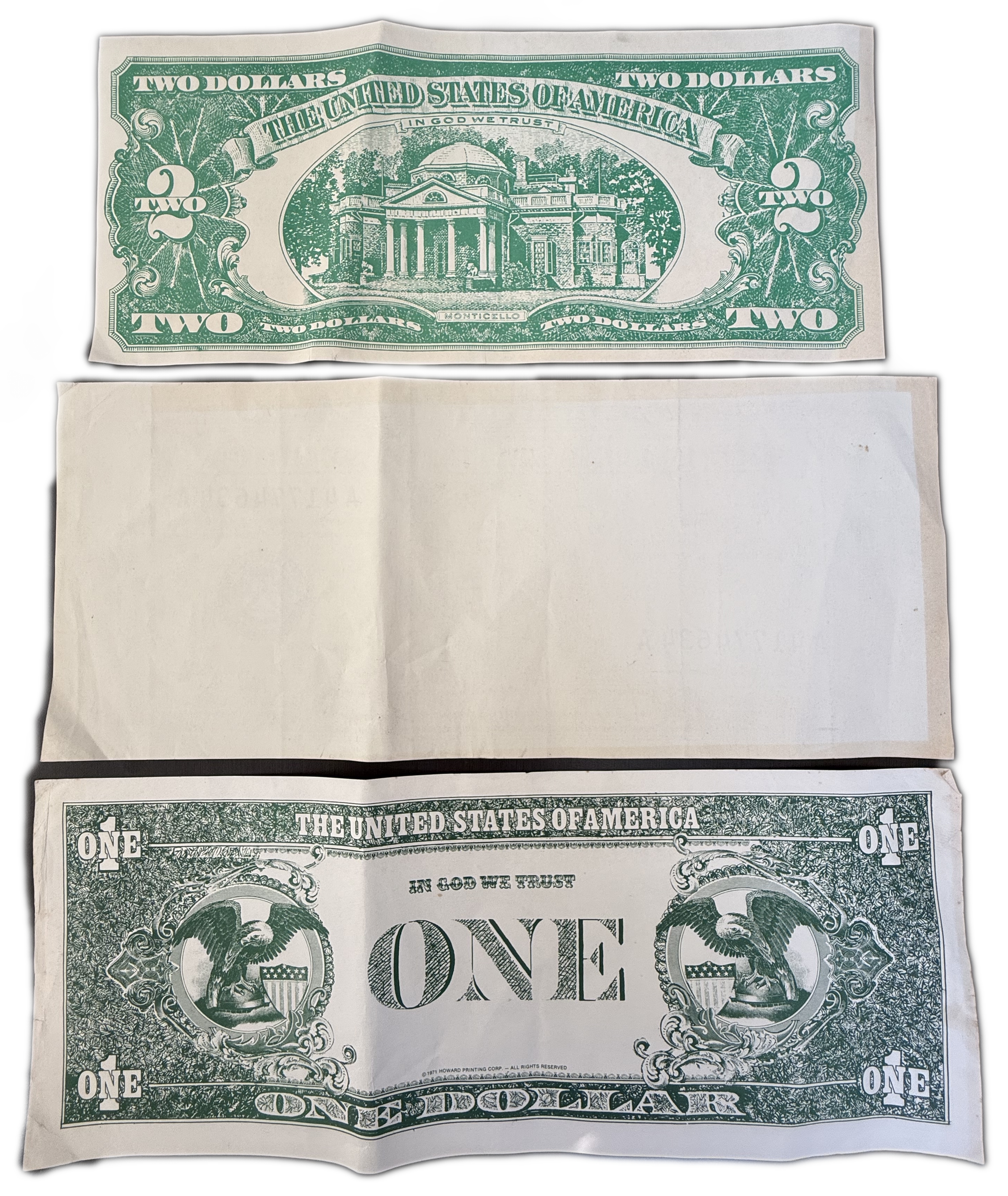 United States - Set of 3 Large American Banknote Reproductions / Posters - 20th Century - 1 1