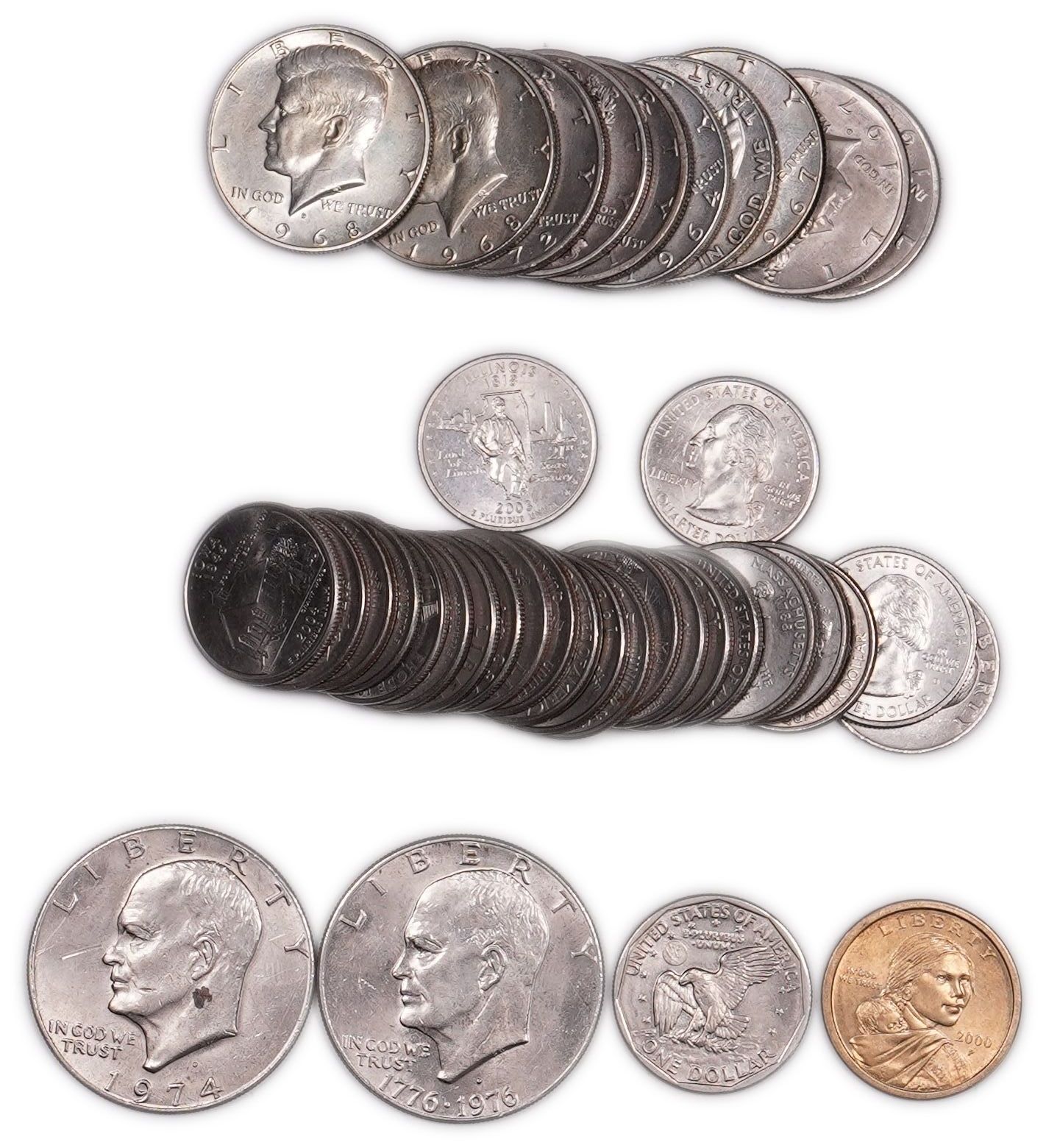 USA - Lot of American Coins - .400/.900 Silver and Various Metals, approx. 620g, approx. 41.1g Pure Silver (1.32 ... - 1 0
