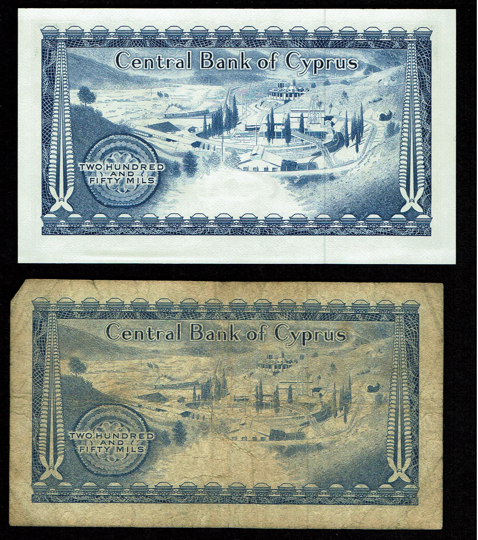 Cyprus - Set of 8 banknotes, 250, 500 mil, 1 and 5 pounds - various years and conditions - 1 6