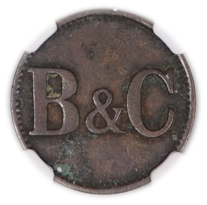 Palestine - Templar Colonies Token - 1/4 Para 1880-1917 - Large "B&C" - Extremely Rare - NGC XF Details - Haffner ... - 1 1
