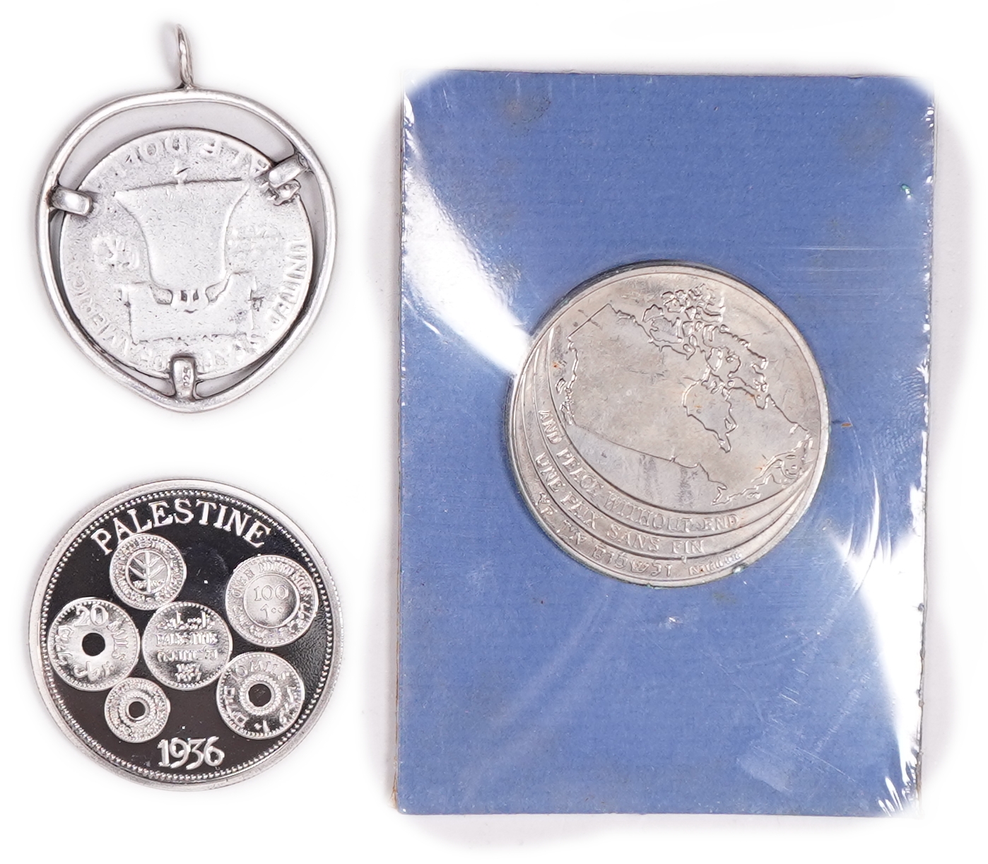 World - USA, Canada, Great Britain, India and Palestine - Group of Coins, Medals and Collectible Items - Approx. ... - 1 8