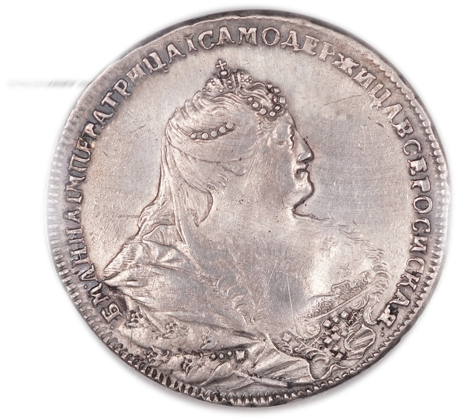 Russia - 1 Rouble 1740 - Anna - Silver .802, 25.85g, 41 mm - PCGS XF Details - Bit-207 Plain Cross - 1 0