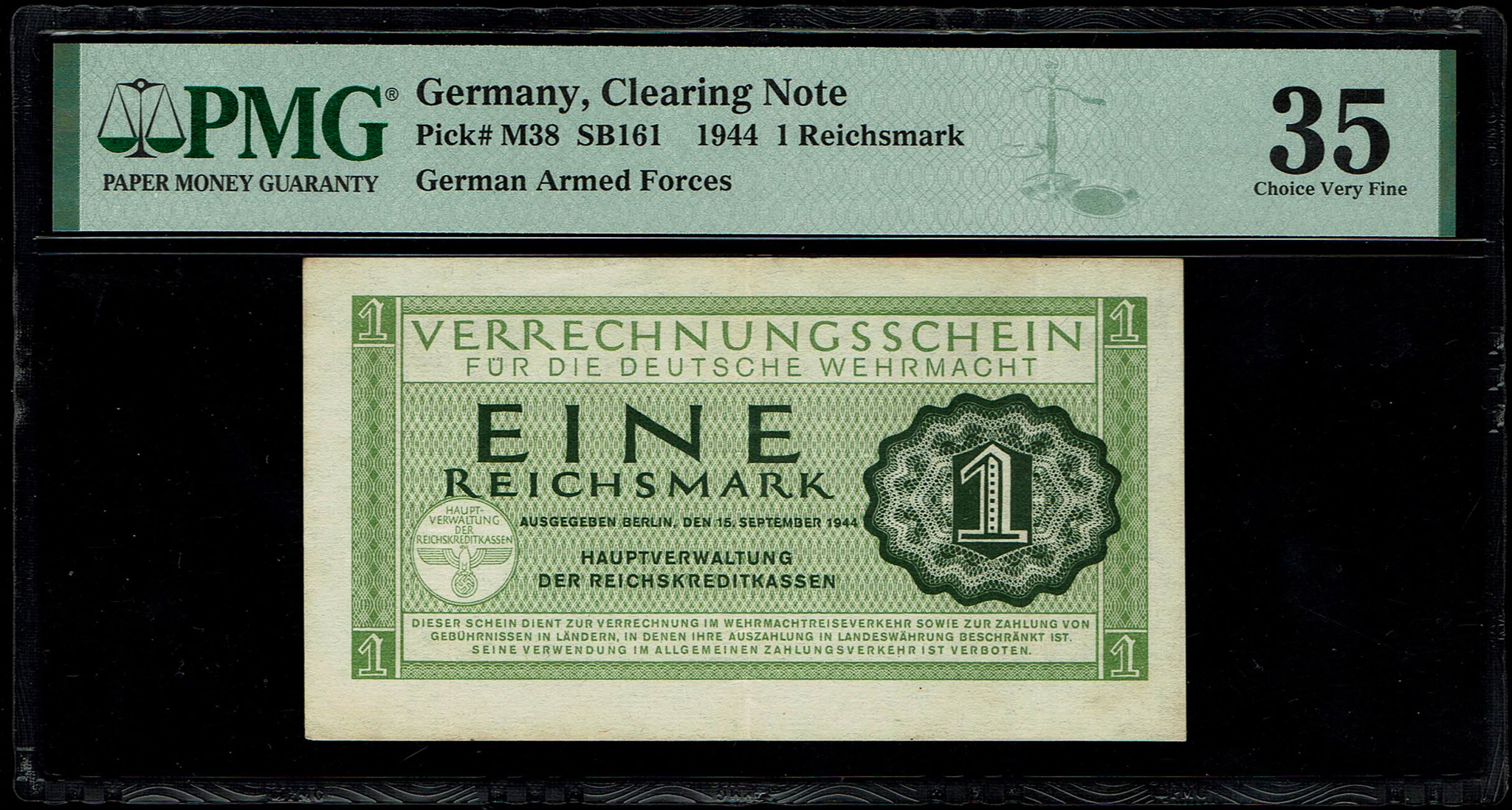 Banknotes Occupied Territories WW2 - Germany - 1 Reichsmark 1944 - PMG 35 - Clearing Note of the German Armed ... - 1 0