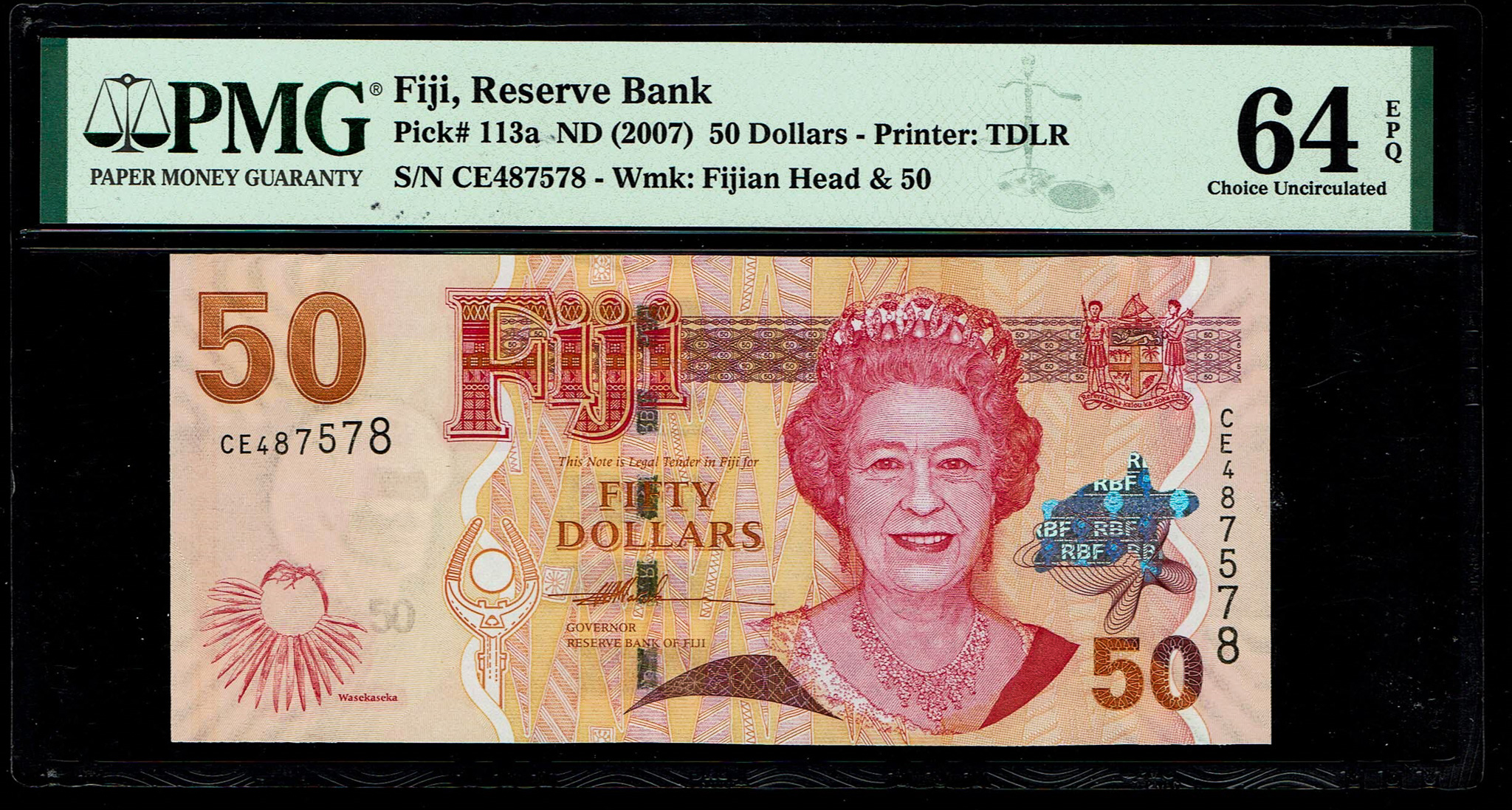 Fiji - 50 dollars 2007 - Pick# 113a - PMG 64 EPQ - 1 0