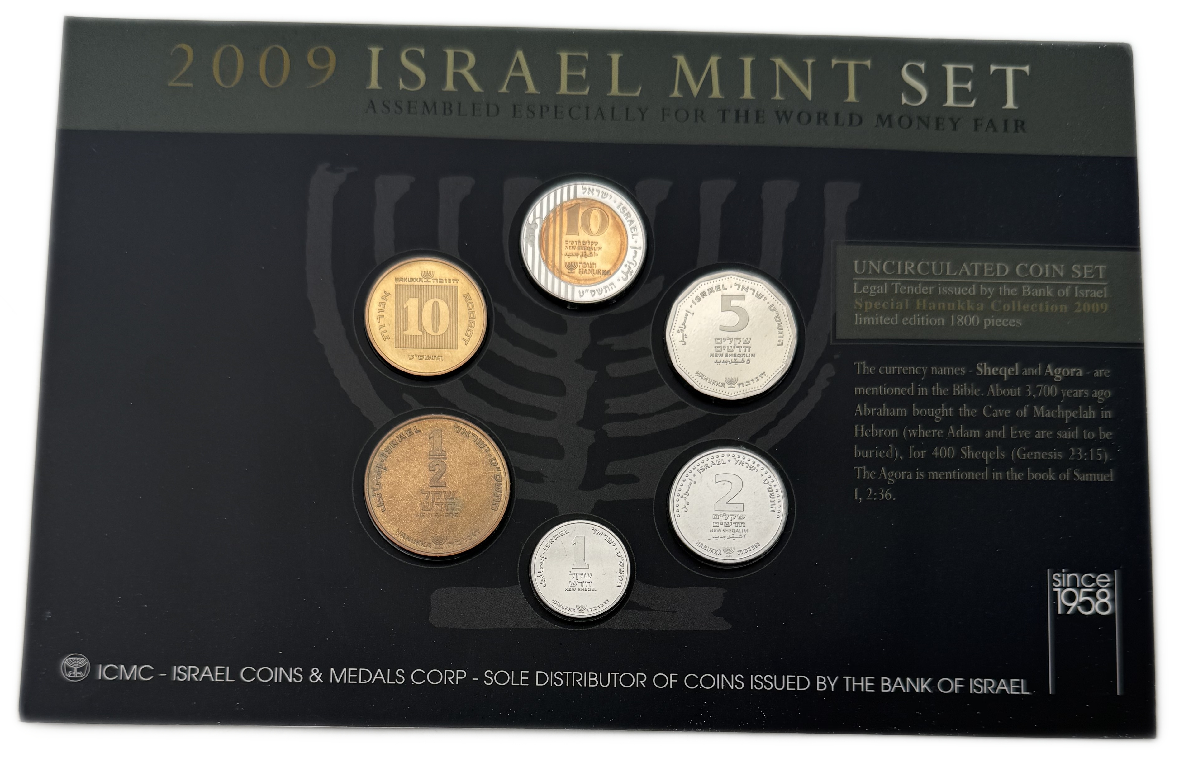 Israel - Official 2009 Mint Set - World Money Fair - Hanukkah Edition - 1 0