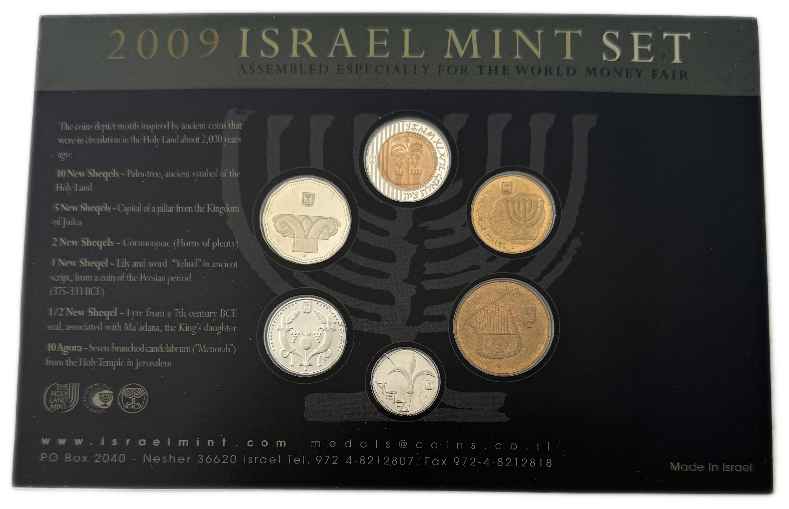 Israel - Official 2009 Mint Set - World Money Fair - Hanukkah Edition - 1 1