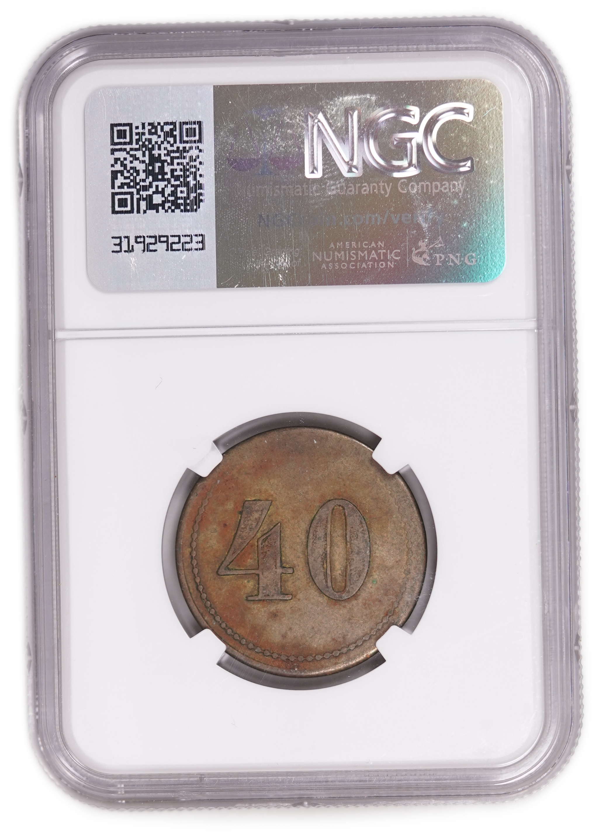 Palestine - Cafe Werner Token, Haifa - 40 Mil 1930's - Bronze - NGC XF Details - 1 3
