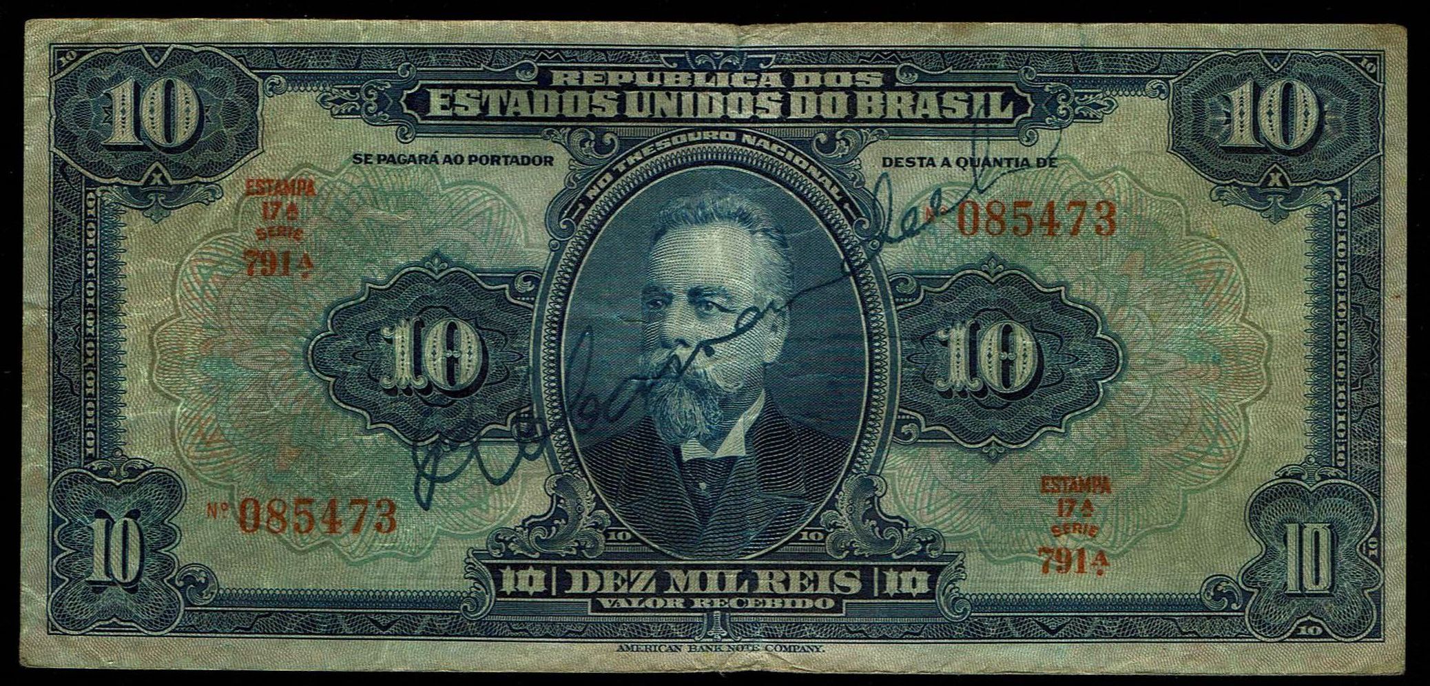 Brazil - 10 Reis 1924-1942 - P#39 -Fine - Very Fine - 1 0