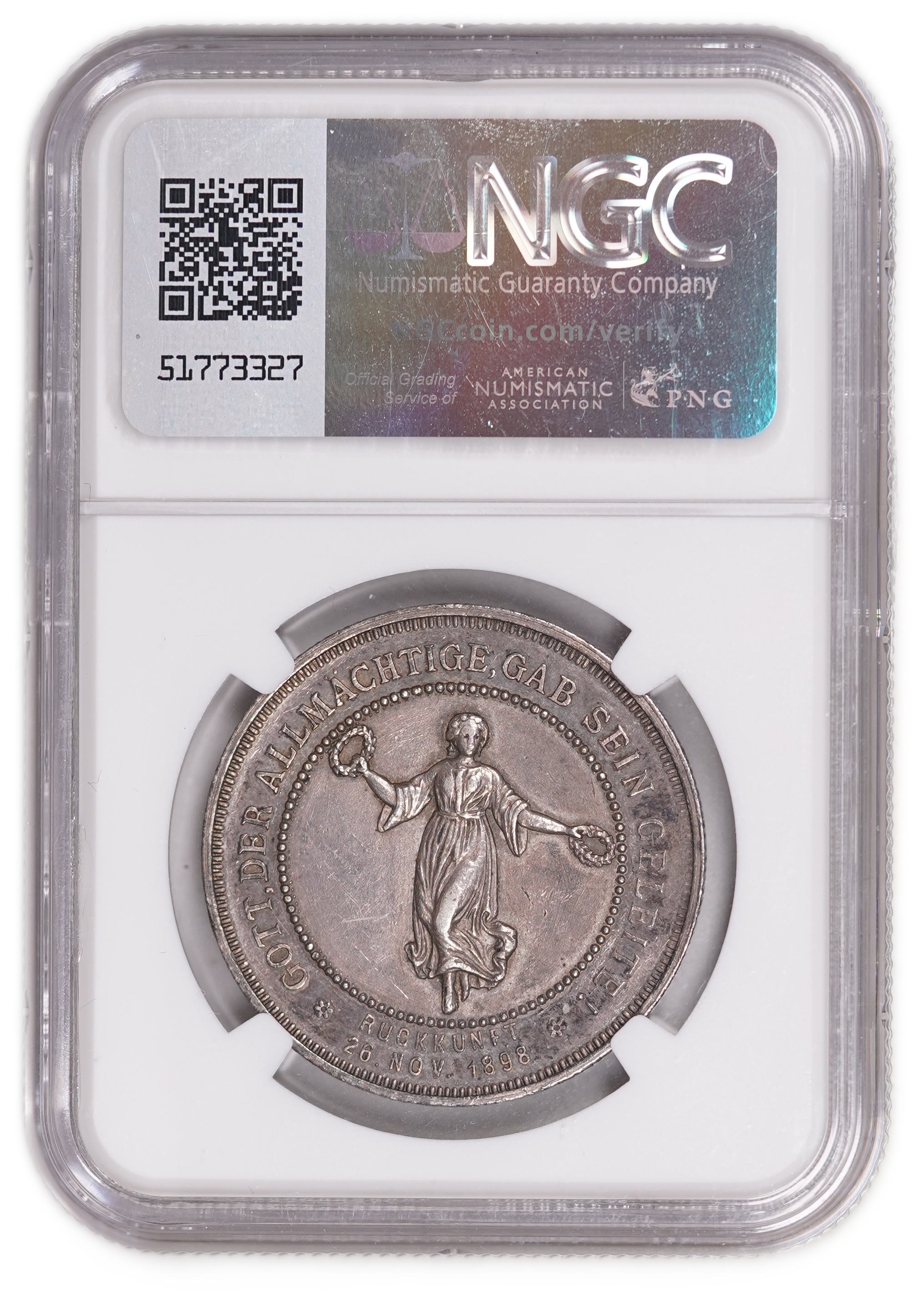 Palestine - Medal Commemorating the Return of Kaiser Wilhelm II from the Holy Land 1898 - Silver, NGC AU 55 - ... - 1 3