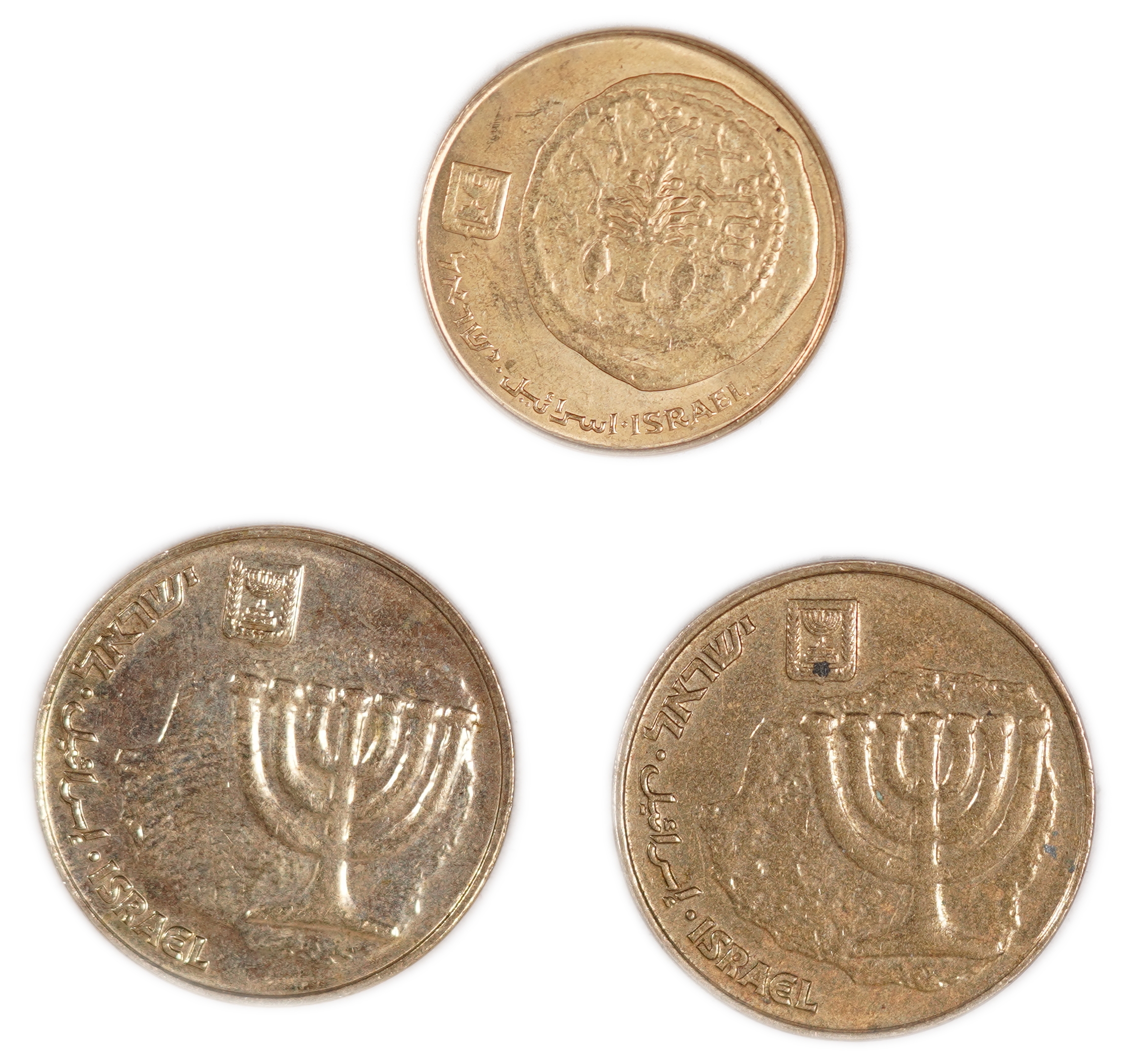 Israel - Group of 3 Israeli 5 and 10 Agorot Coins - “Blessing Coins” - 1 2