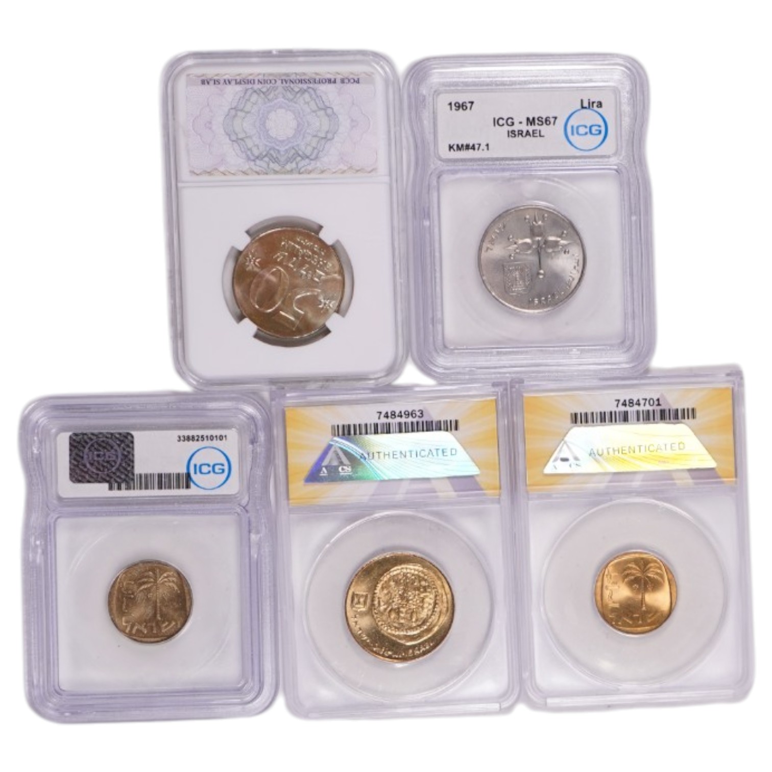 Israel - Group of 5 Graded Israeli Coins - ICG and ANACS - 1 1