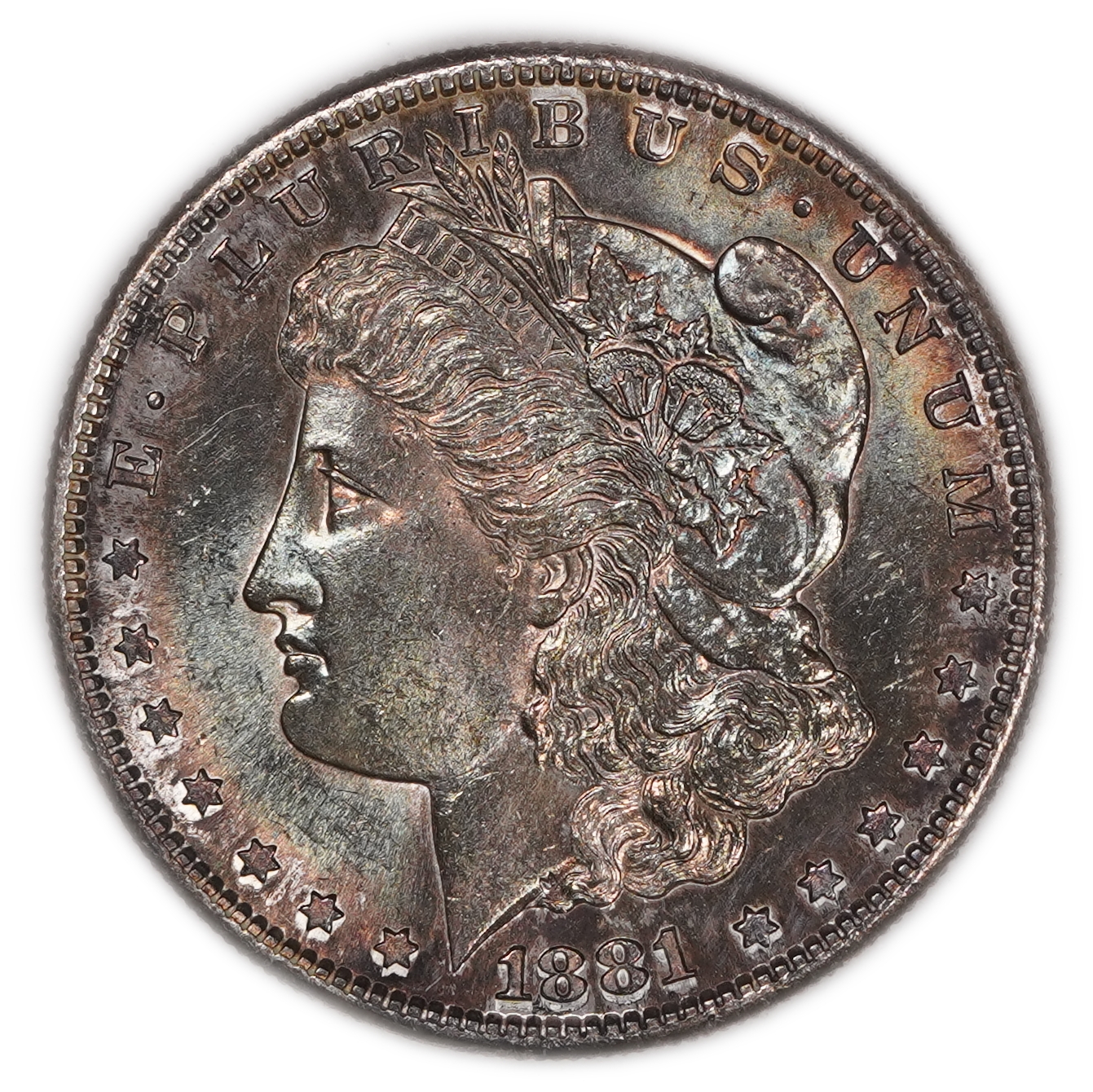 USA - 1 Morgan Dollar 1881 S - UNC - 900 silver, 26.73g (net 24.05g, 0.77 oz), 38.1 mm. - 1 0