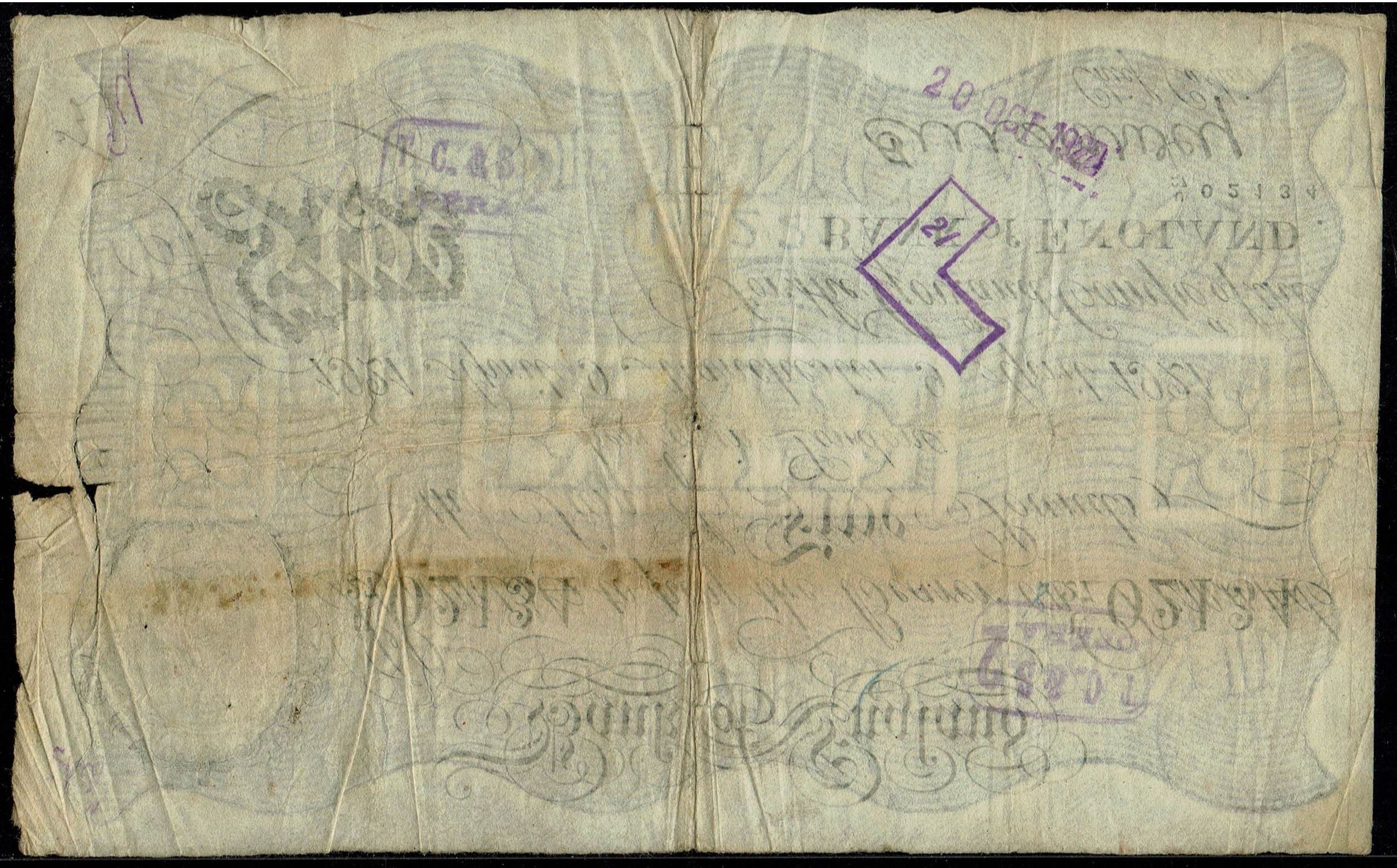 United Kingdom / England - 5 Pounds 1921 - German Forgery, Operation Bernhard - 1 1